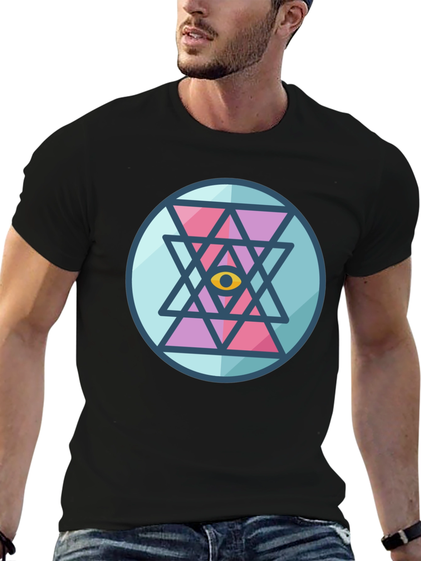 Eye Mandala Graphic Tee - Black Cotton Comfort