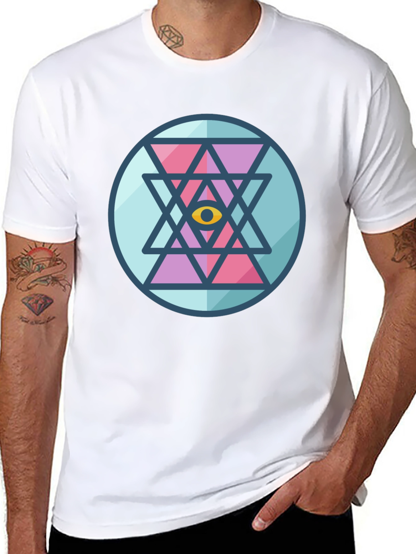 Eye Mandala Graphic Tee - Black Cotton Comfort