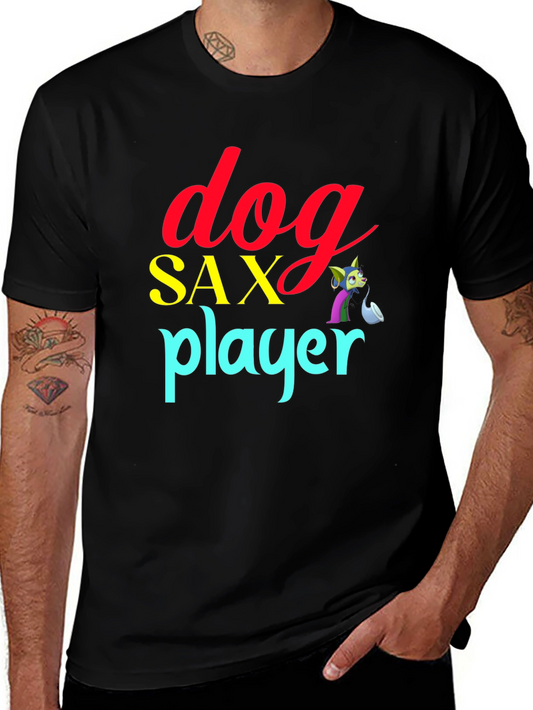 Dog Sax Player Black T-Shirt