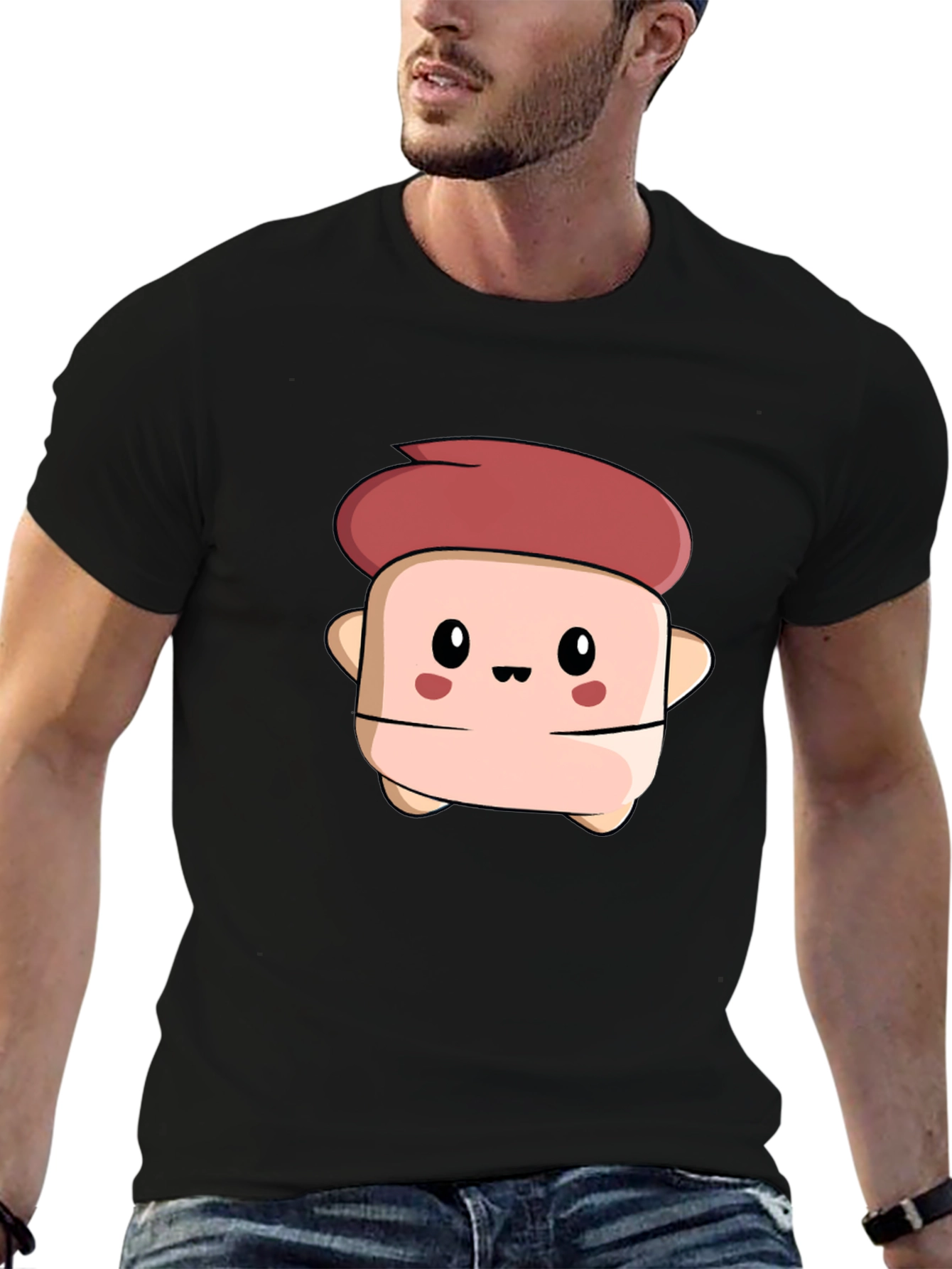 Cute Cartoon Character Black T-Shirt