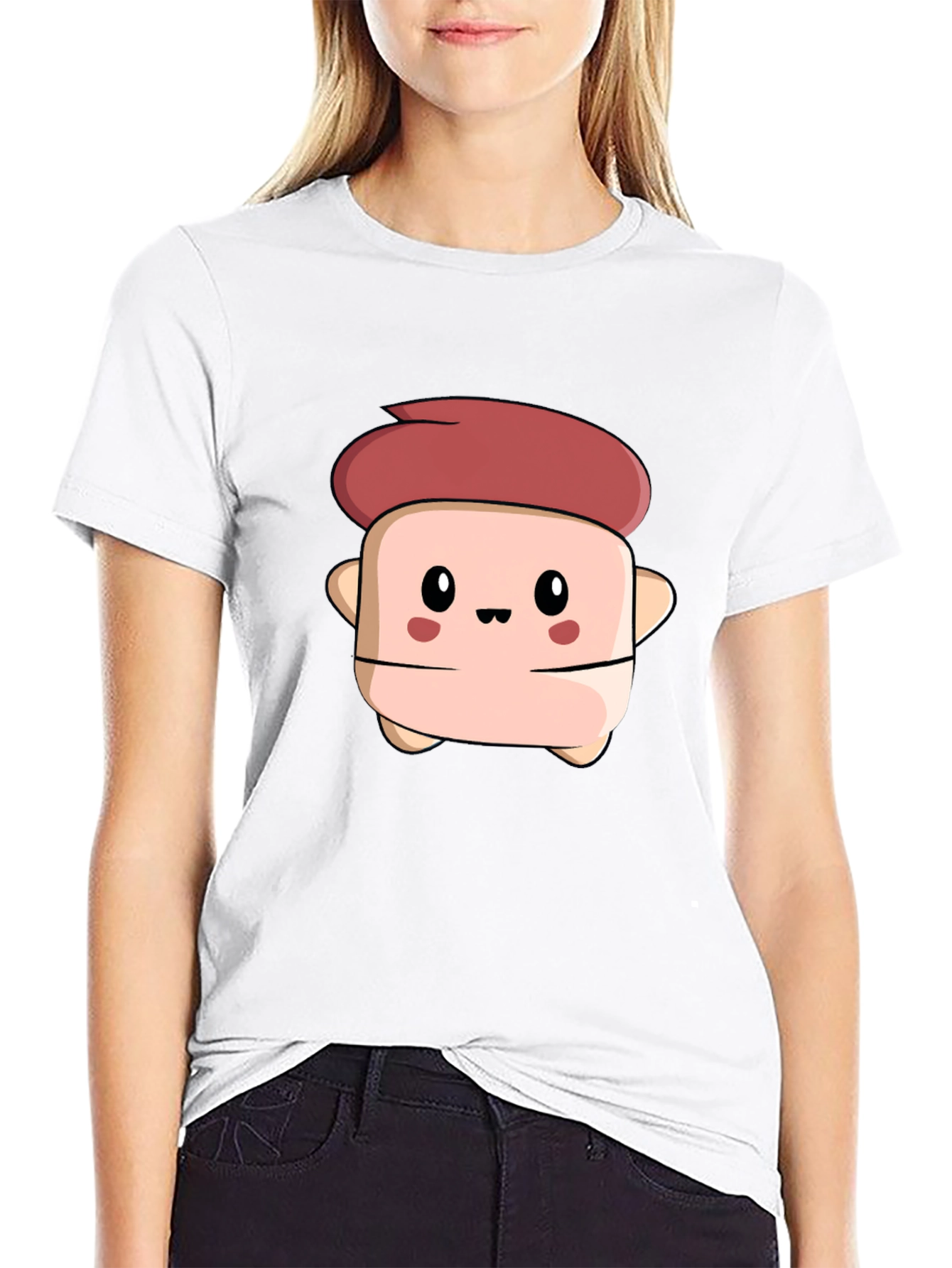 Cute Cartoon Character Black T-Shirt