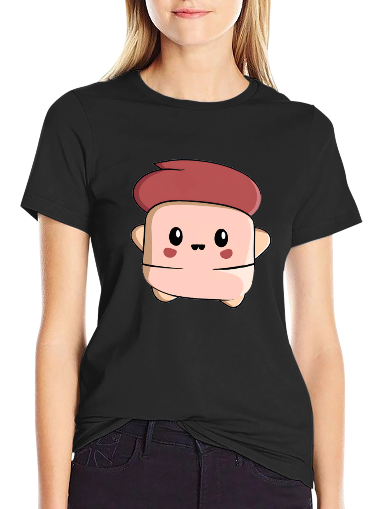 Cute Cartoon Character Black T-Shirt