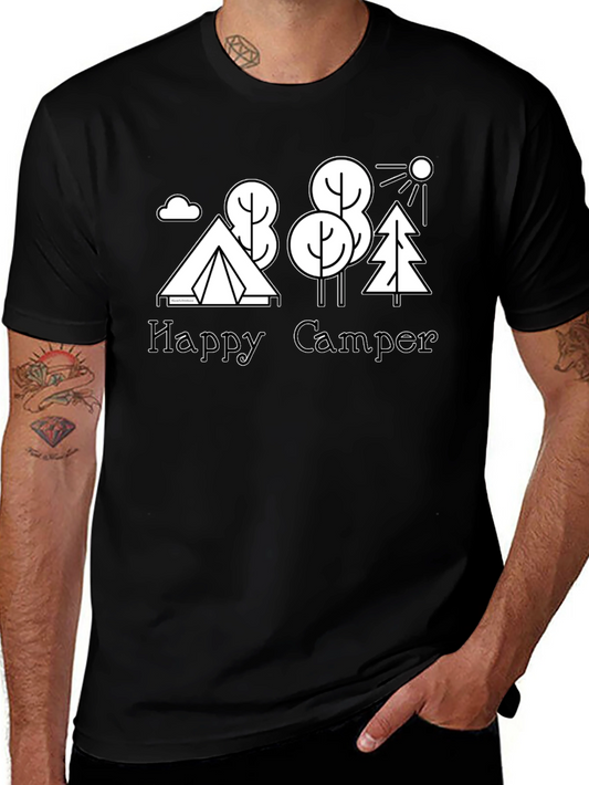Happy Camper Black Graphic T-Shirt
