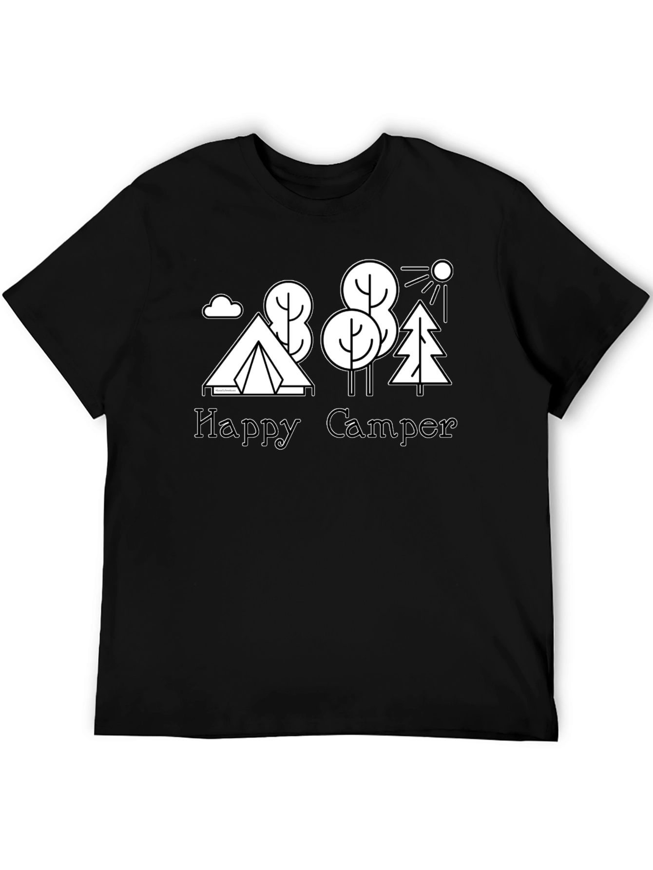Happy Camper Black Graphic T-Shirt