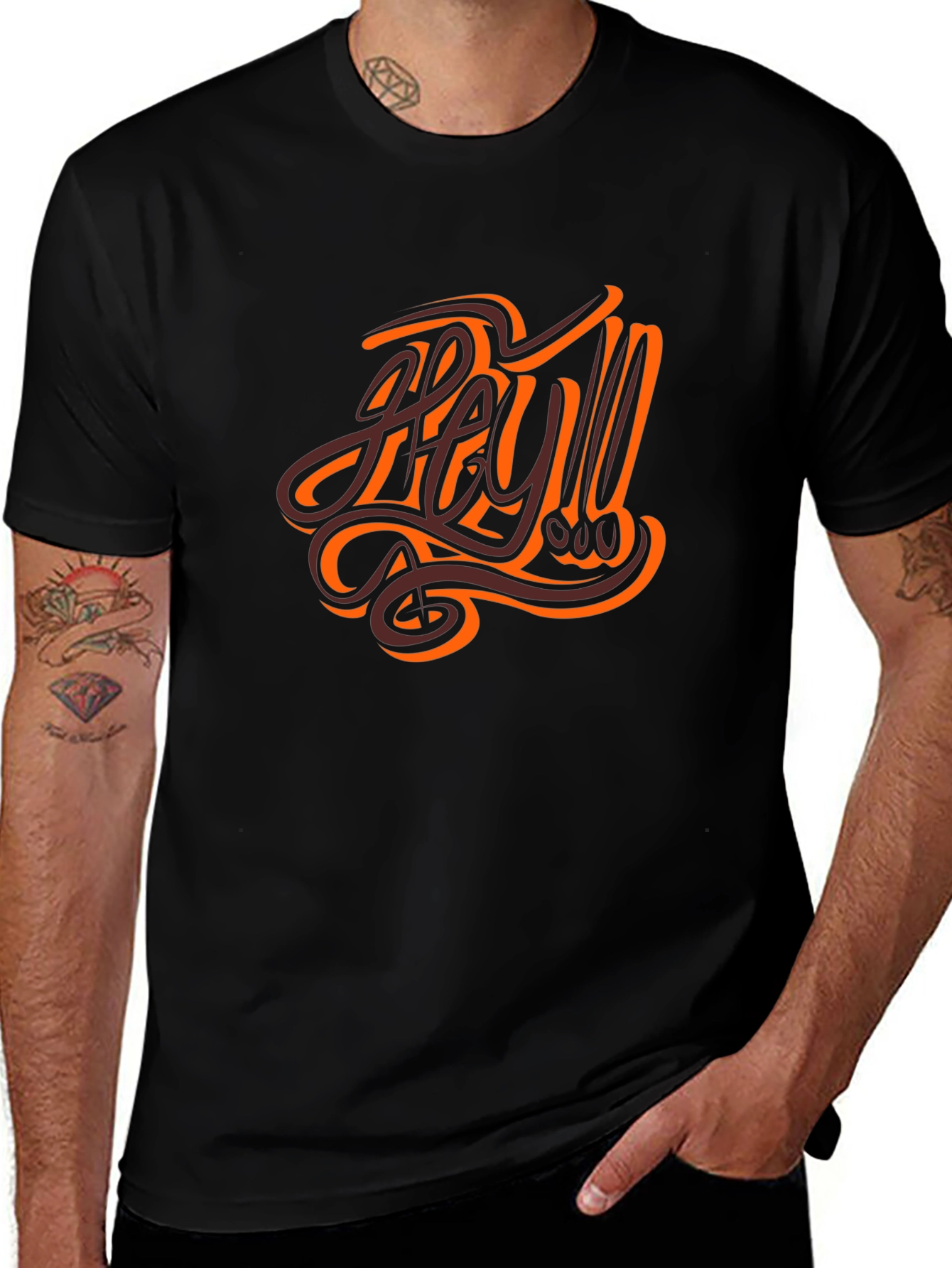 Stylish Hey Graphic Black T-Shirt