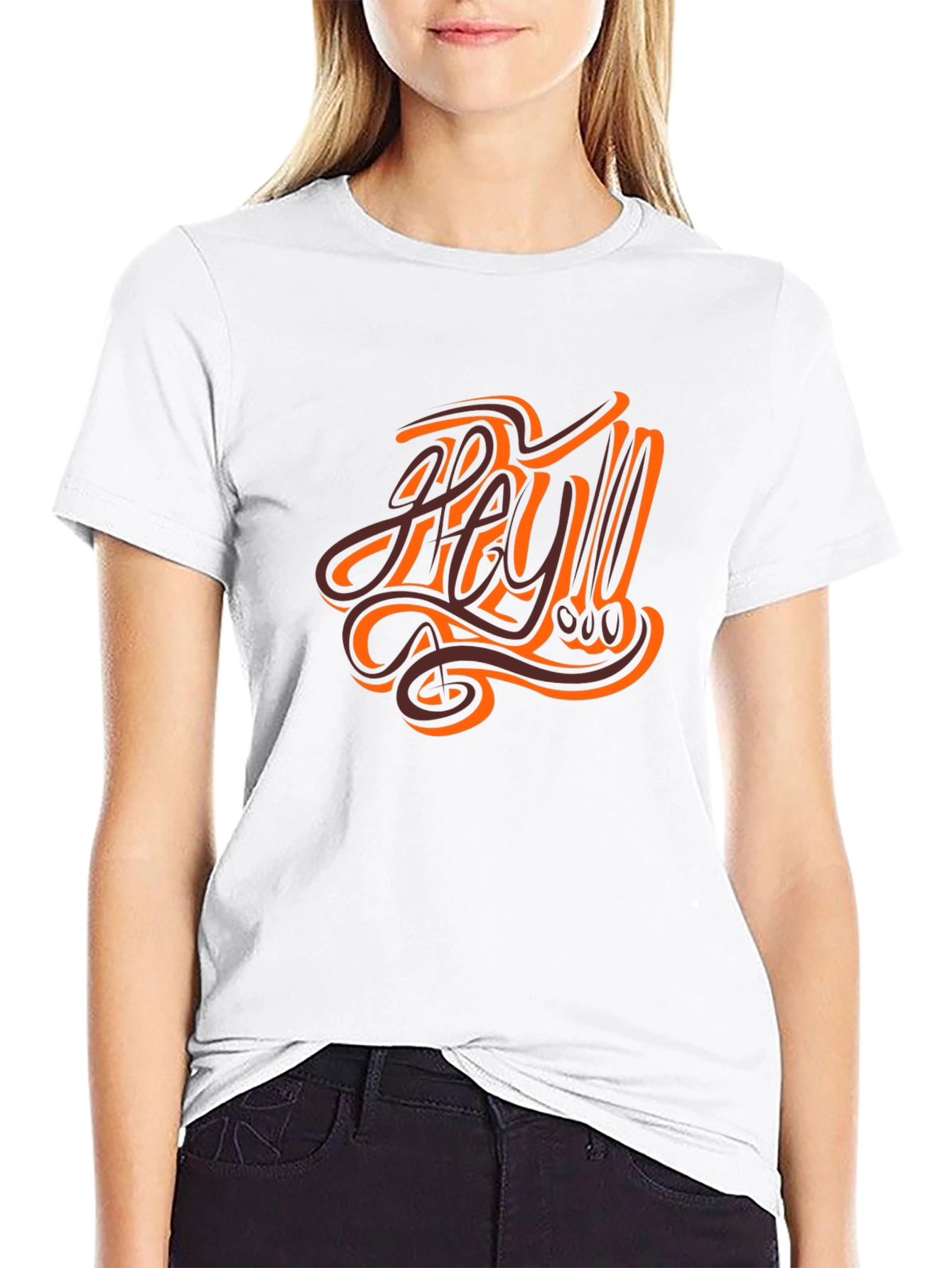 Stylish Hey Graphic Black T-Shirt