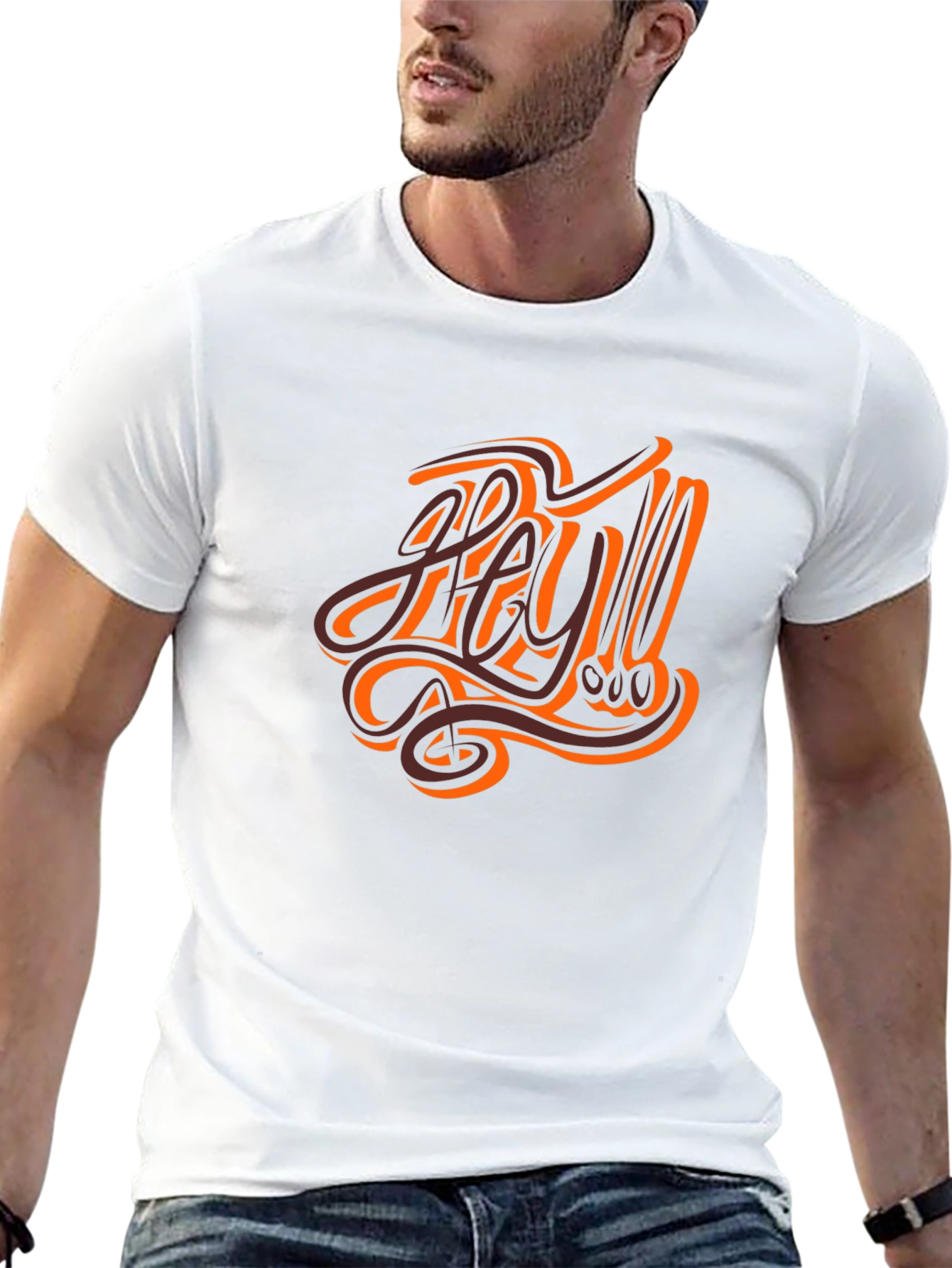 Stylish Hey Graphic Black T-Shirt