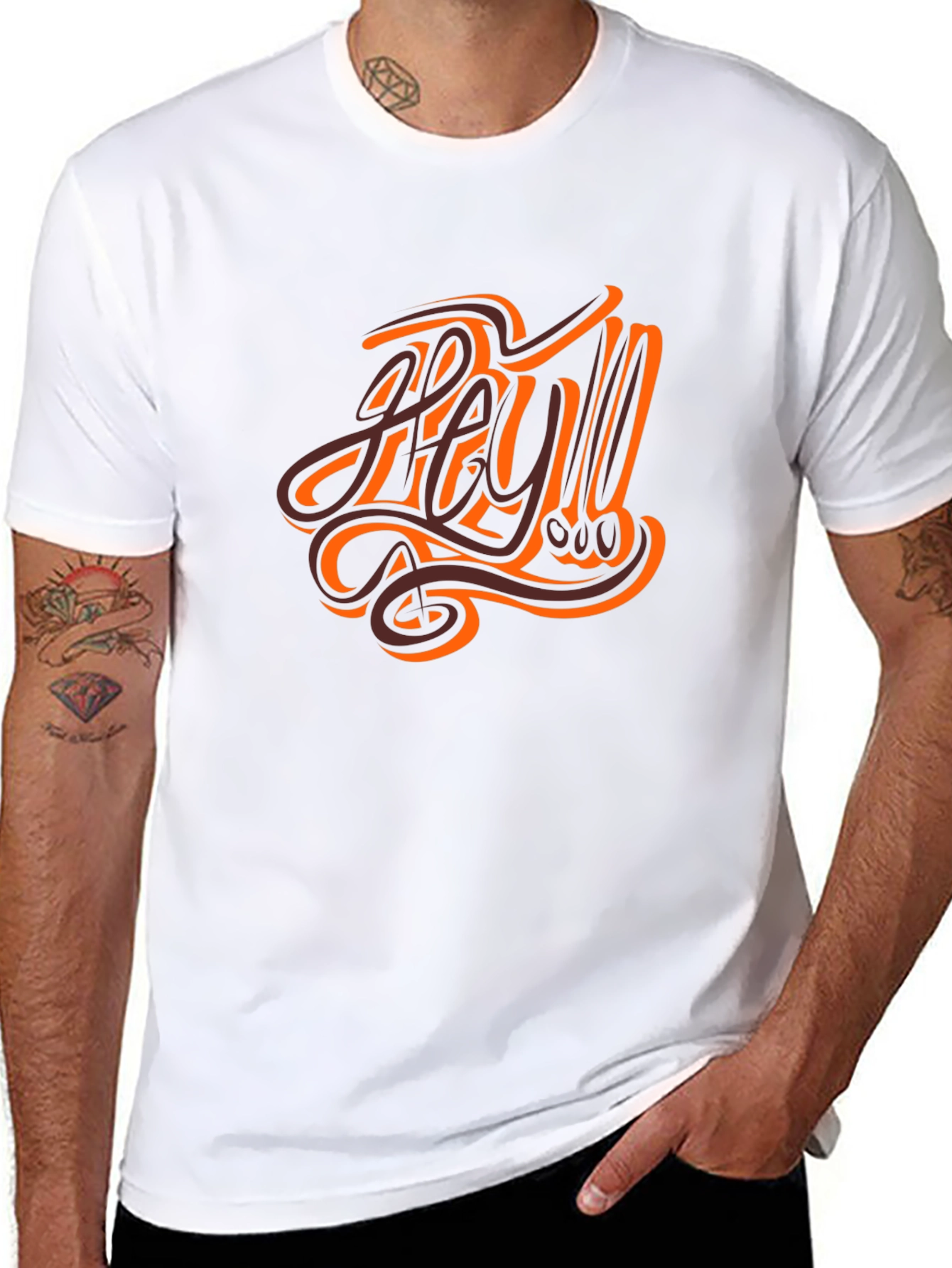 Stylish Hey Graphic Black T-Shirt