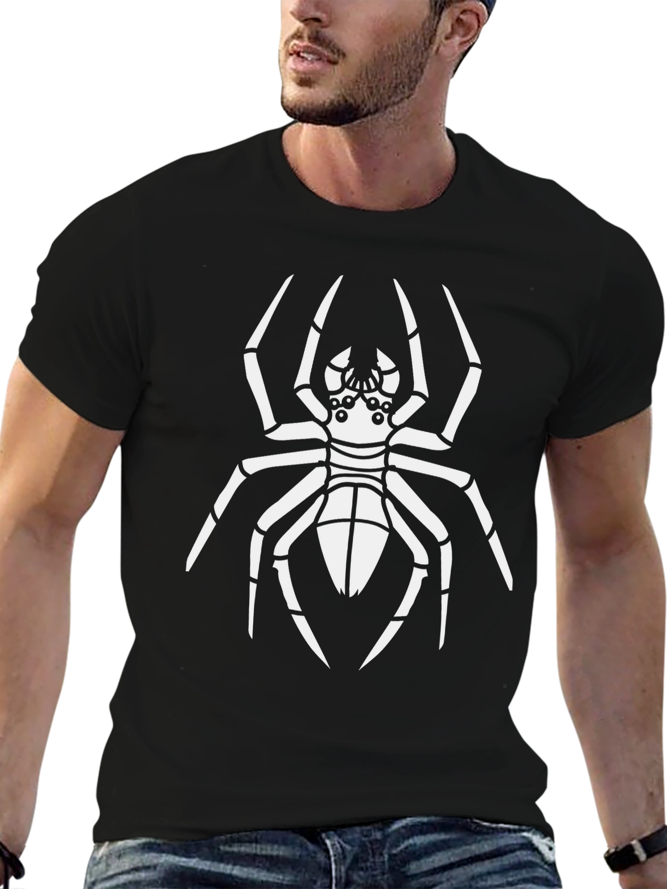 Spider Graphic Print Black Tee
