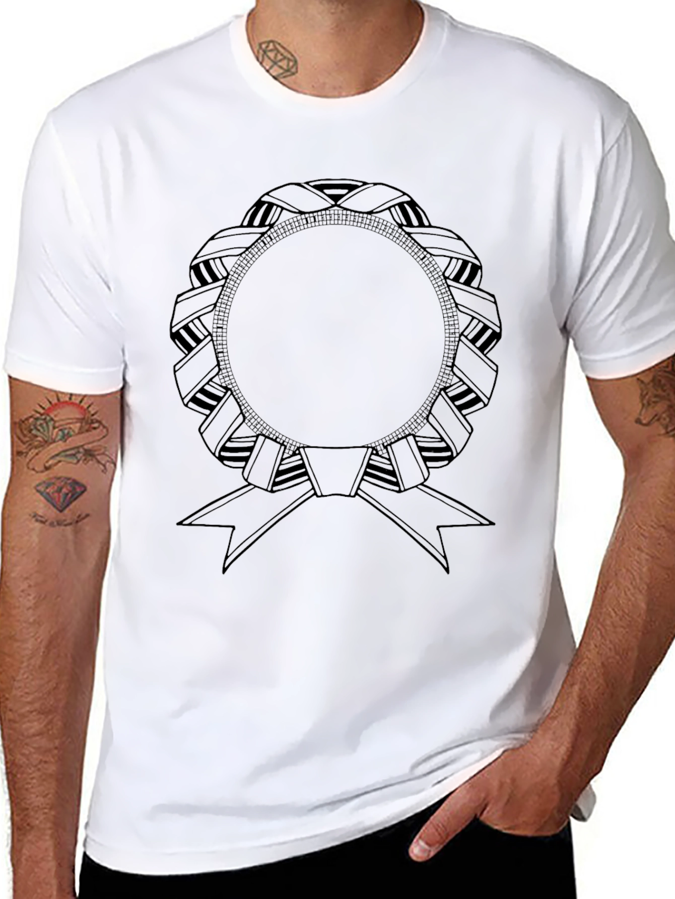 Black T-Shirt with Ribbon Graphic