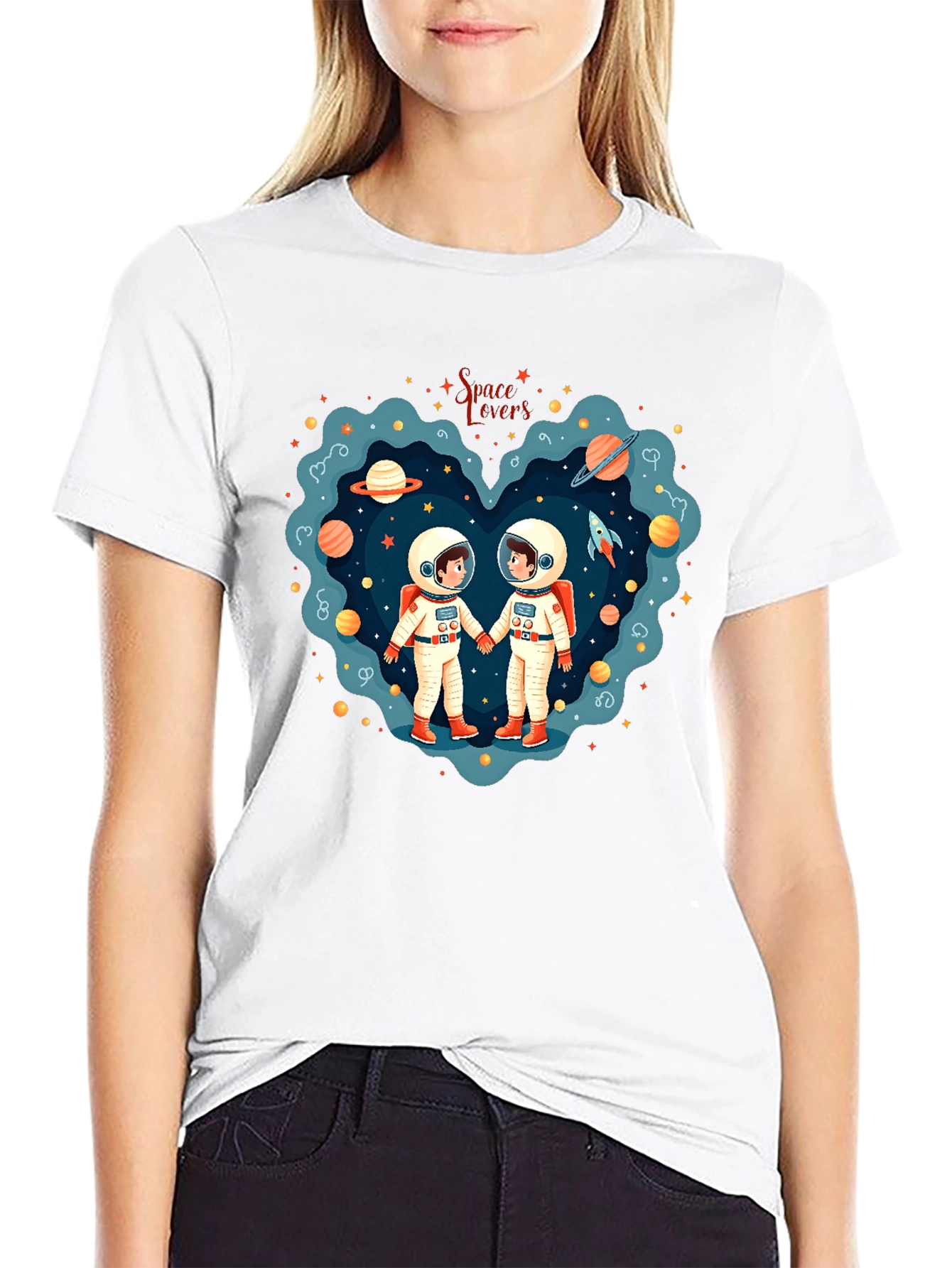 Space Lovers T-Shirt - Astronaut Couple Design