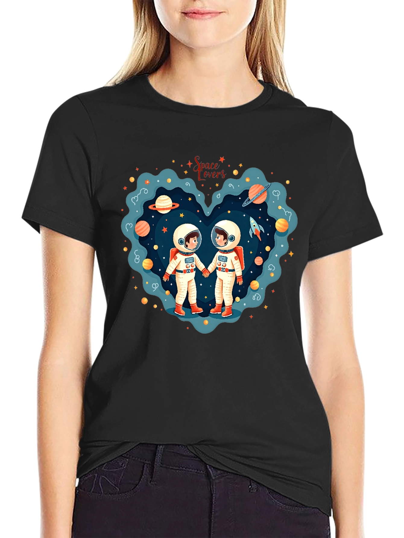 Space Lovers T-Shirt - Astronaut Couple Design