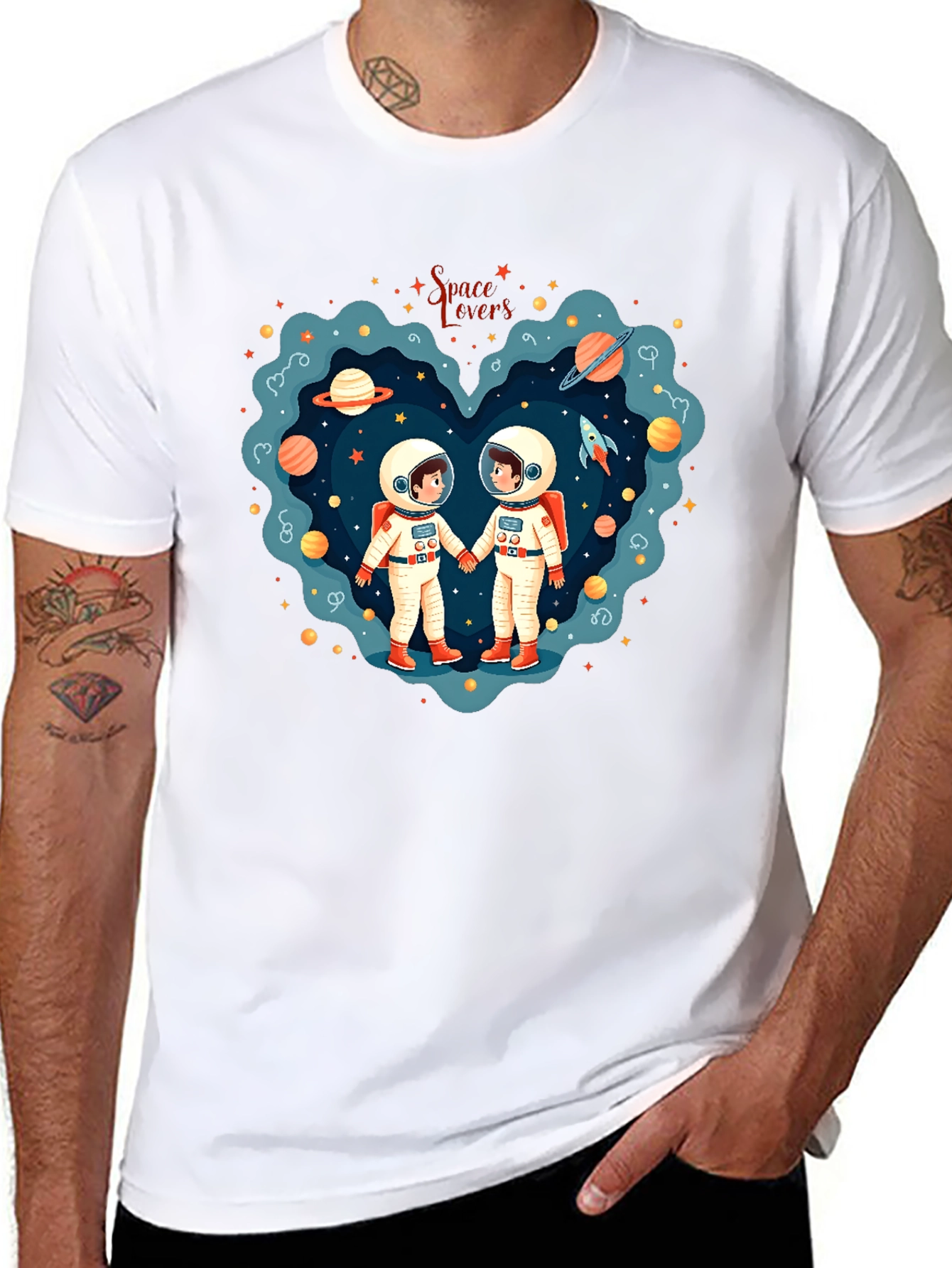 Space Lovers T-Shirt - Astronaut Couple Design