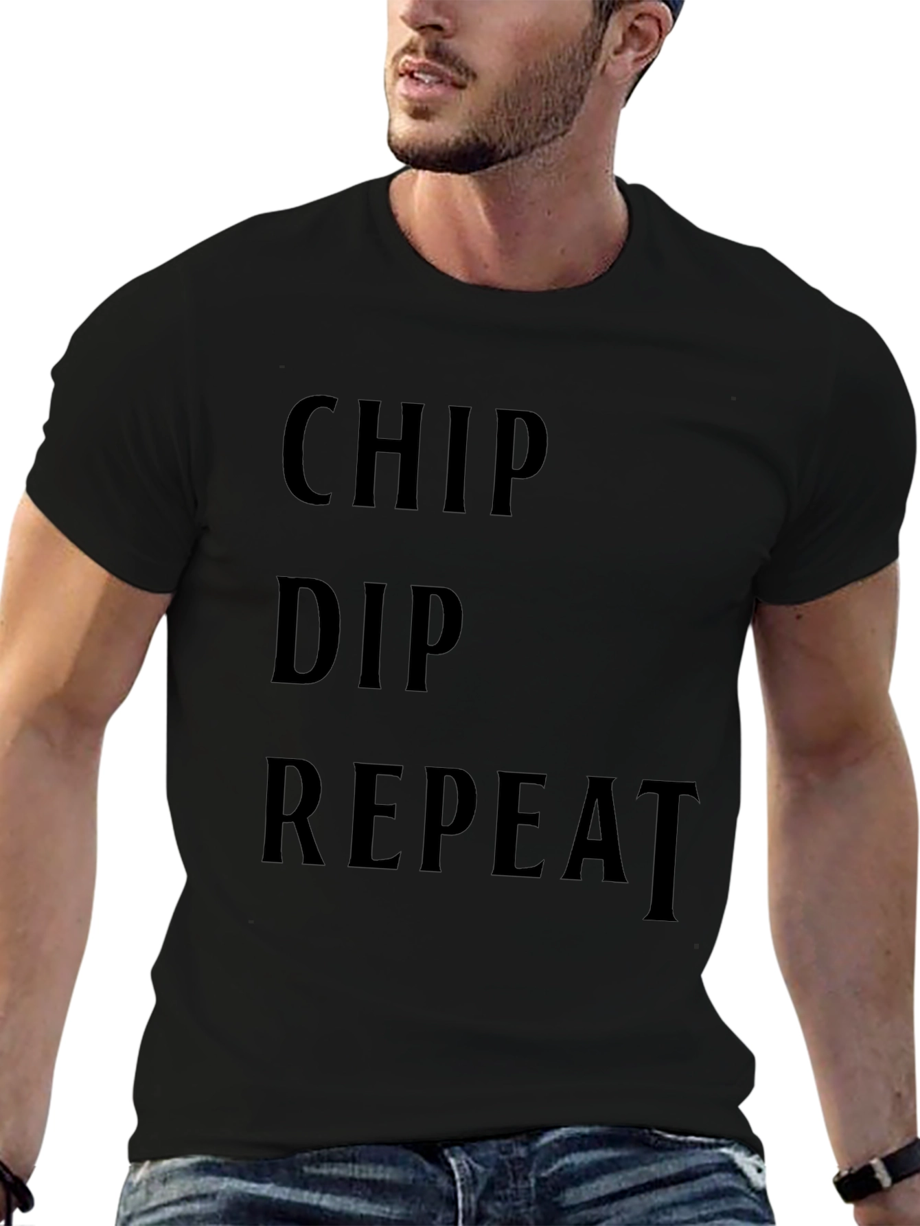 Chip Dip Repeat Black T-Shirt