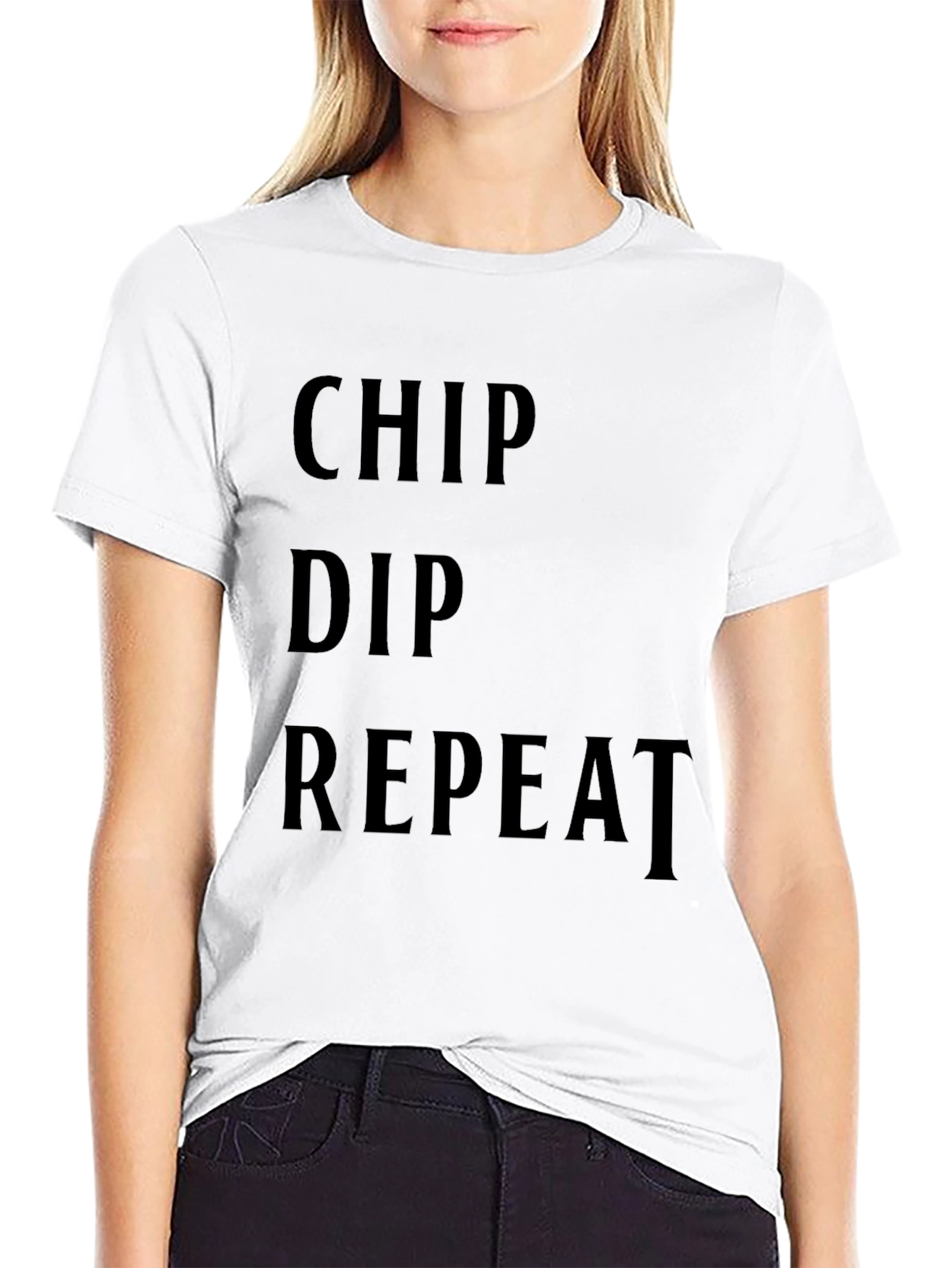 Chip Dip Repeat Black T-Shirt