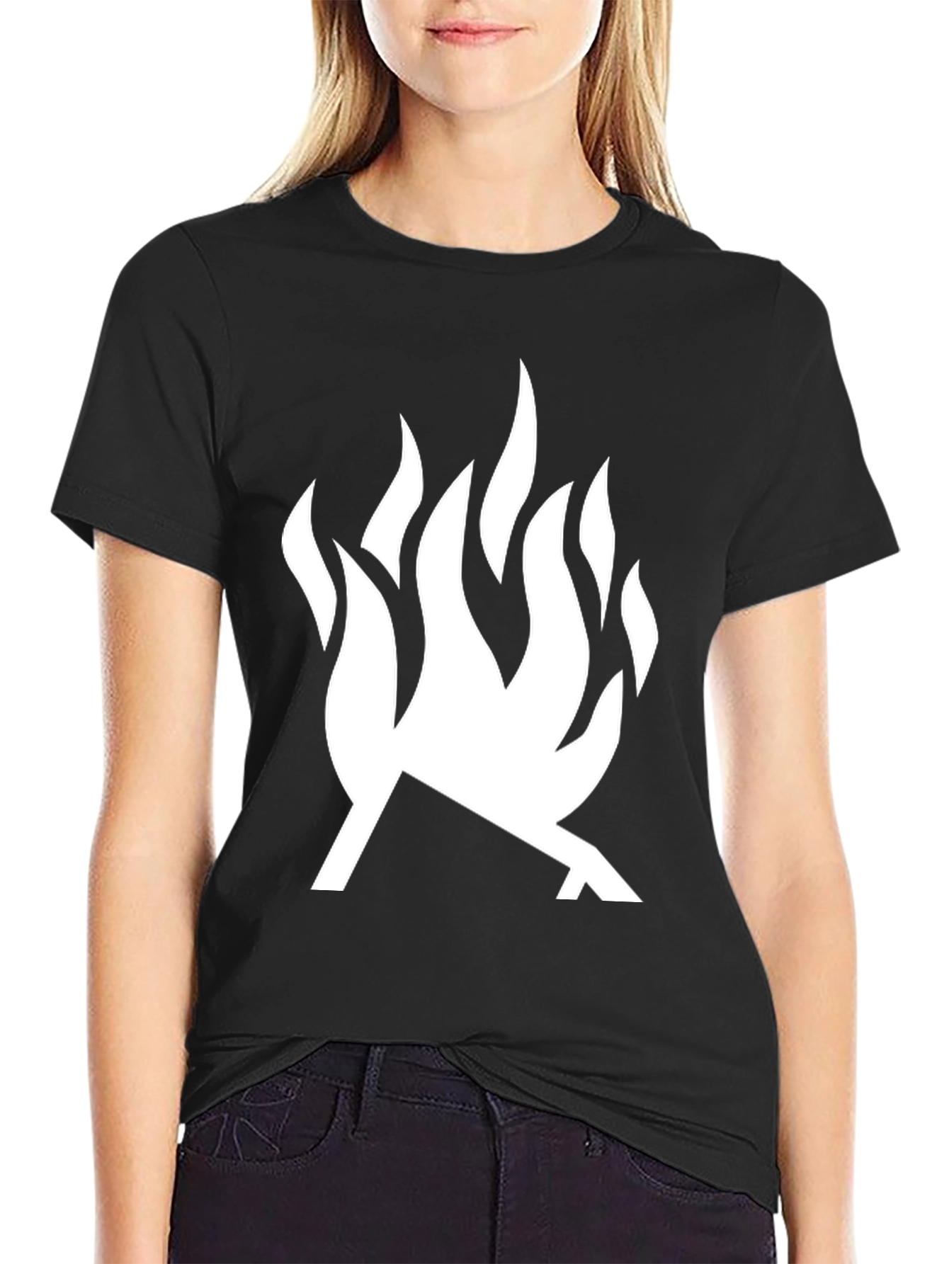 Bold Flame Graphic T-Shirt - Modern Black Tee