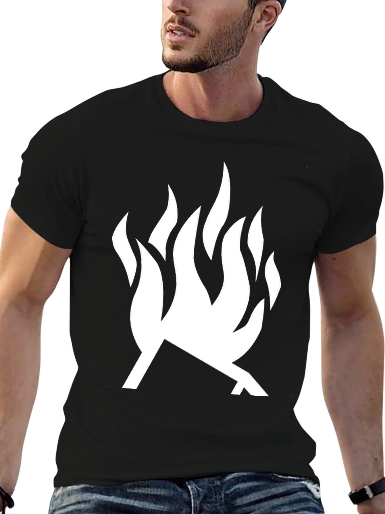 Bold Flame Graphic T-Shirt - Modern Black Tee