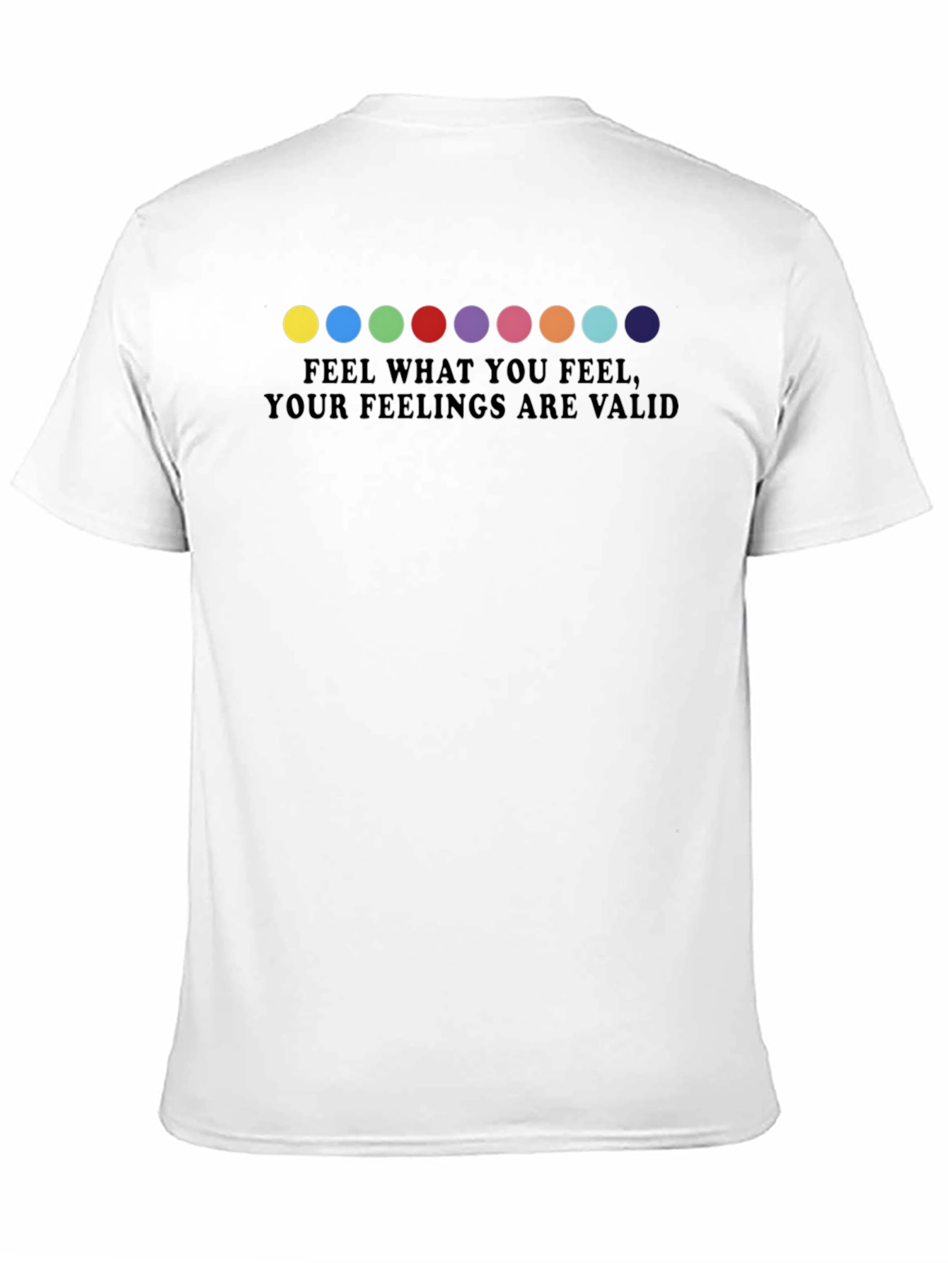 Feelings Valid Rainbow Dot T-Shirt - Black Crew Neck