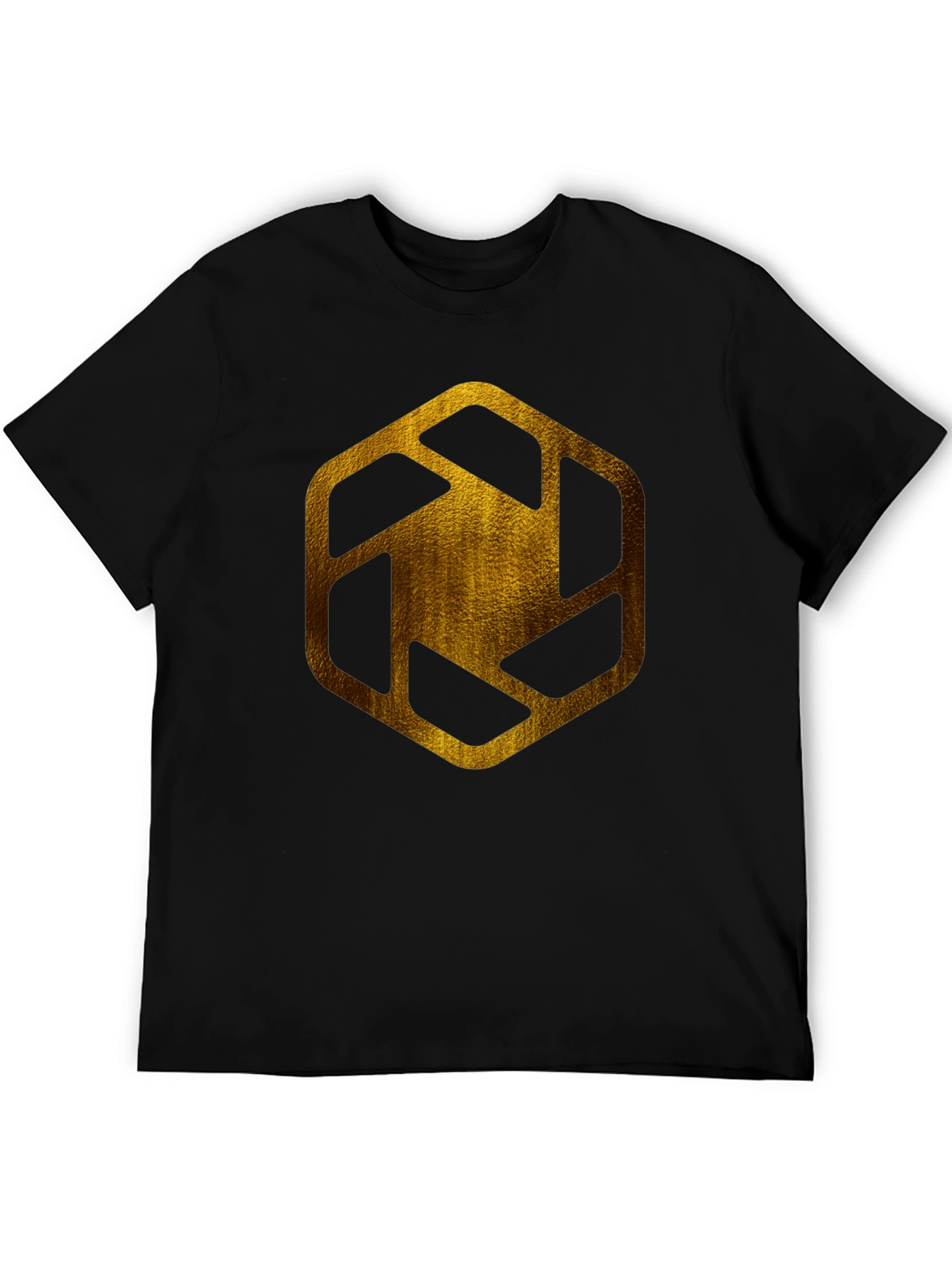 Golden Hexagon Graphic Tee - Modern Streetwear Style