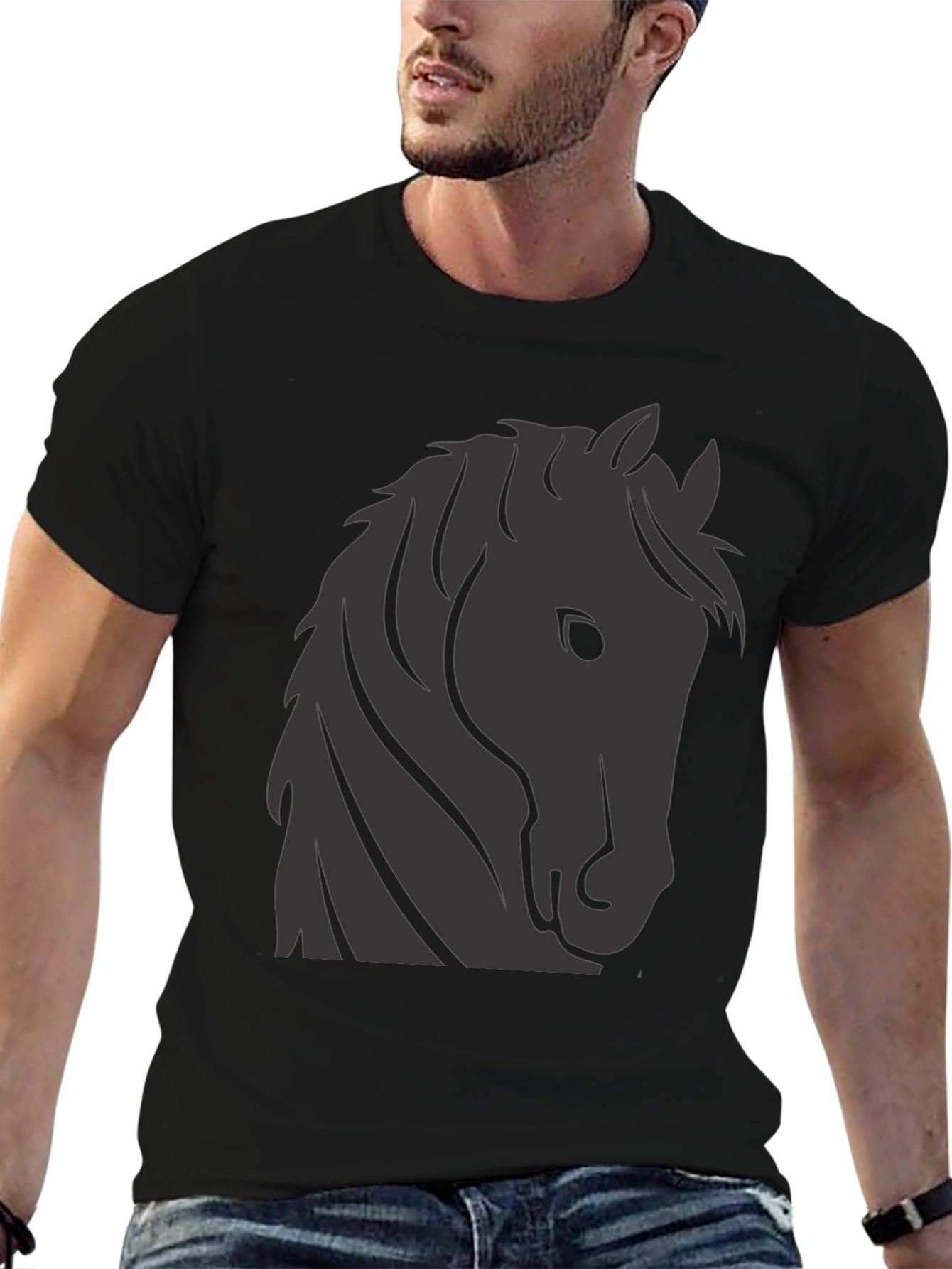 Horse Graphic Tee - Stylish Black T-Shirt