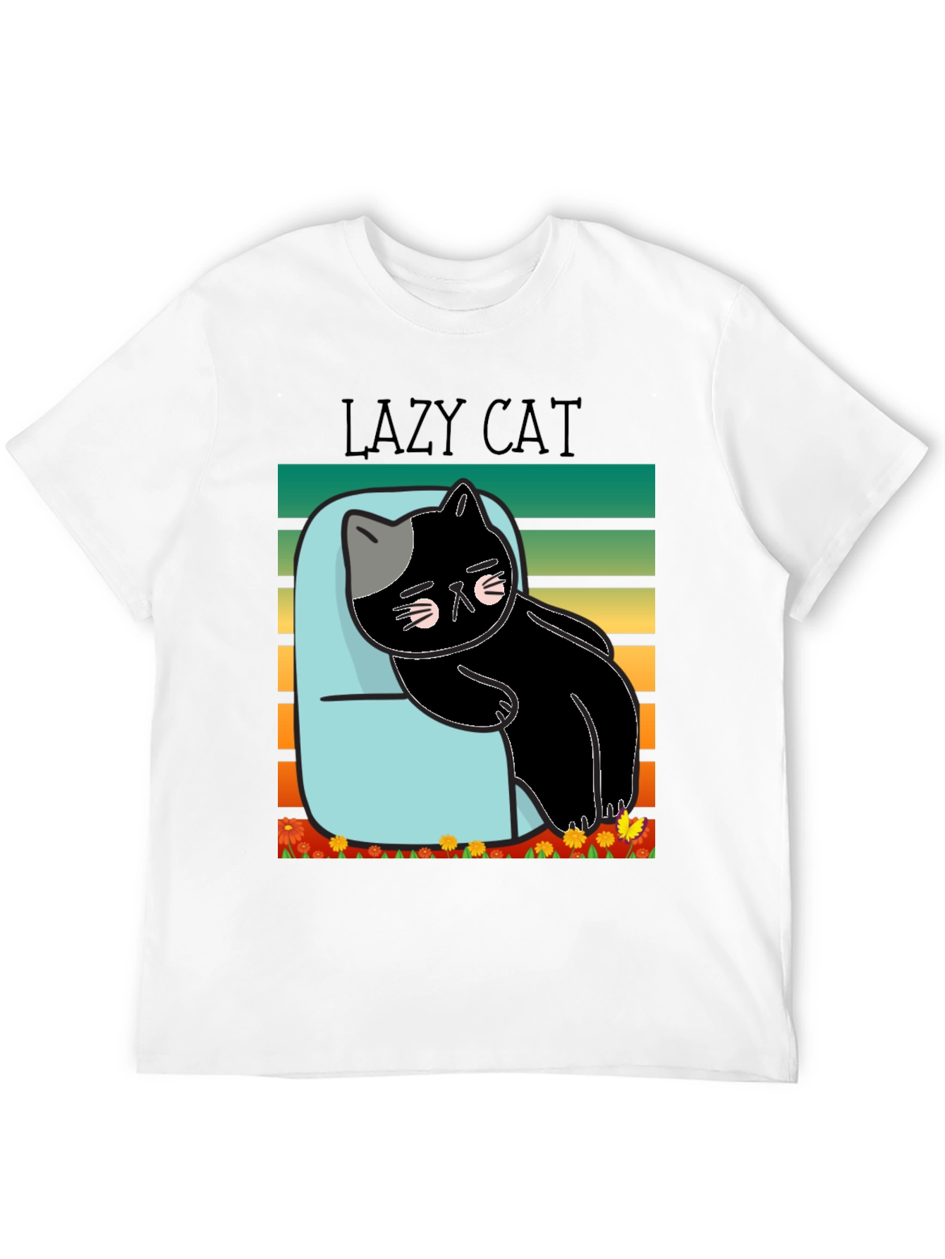 Lazy Cat T-Shirt - Black Cotton Tee