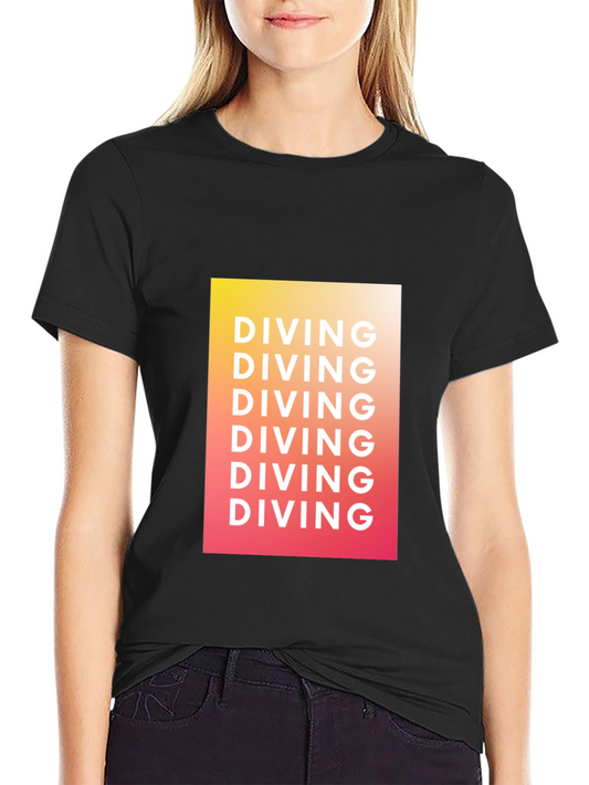 Diving Graphic Tee - Gradient Black T-Shirt