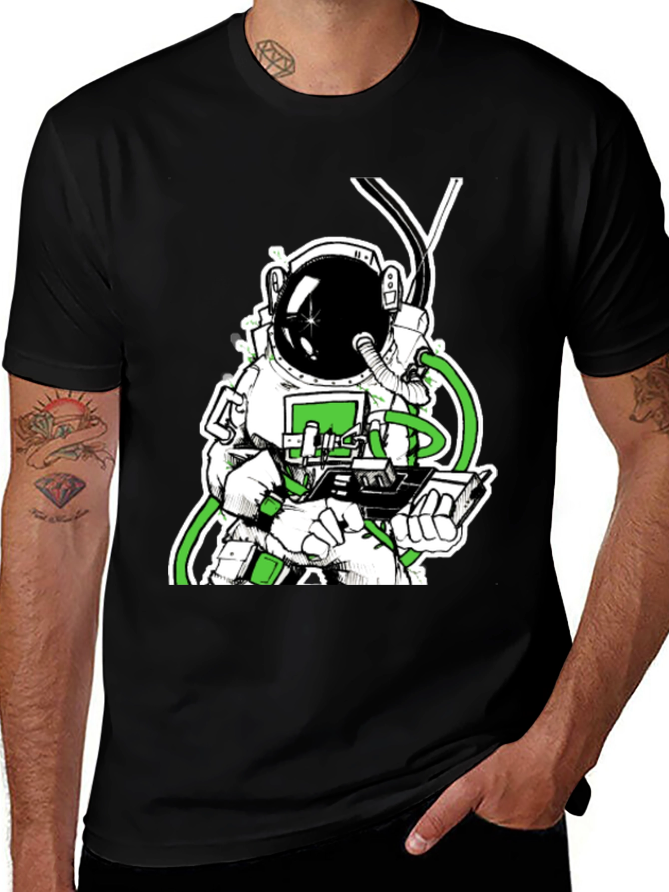 Astronaut Graphic Tee - Black Cotton T-Shirt