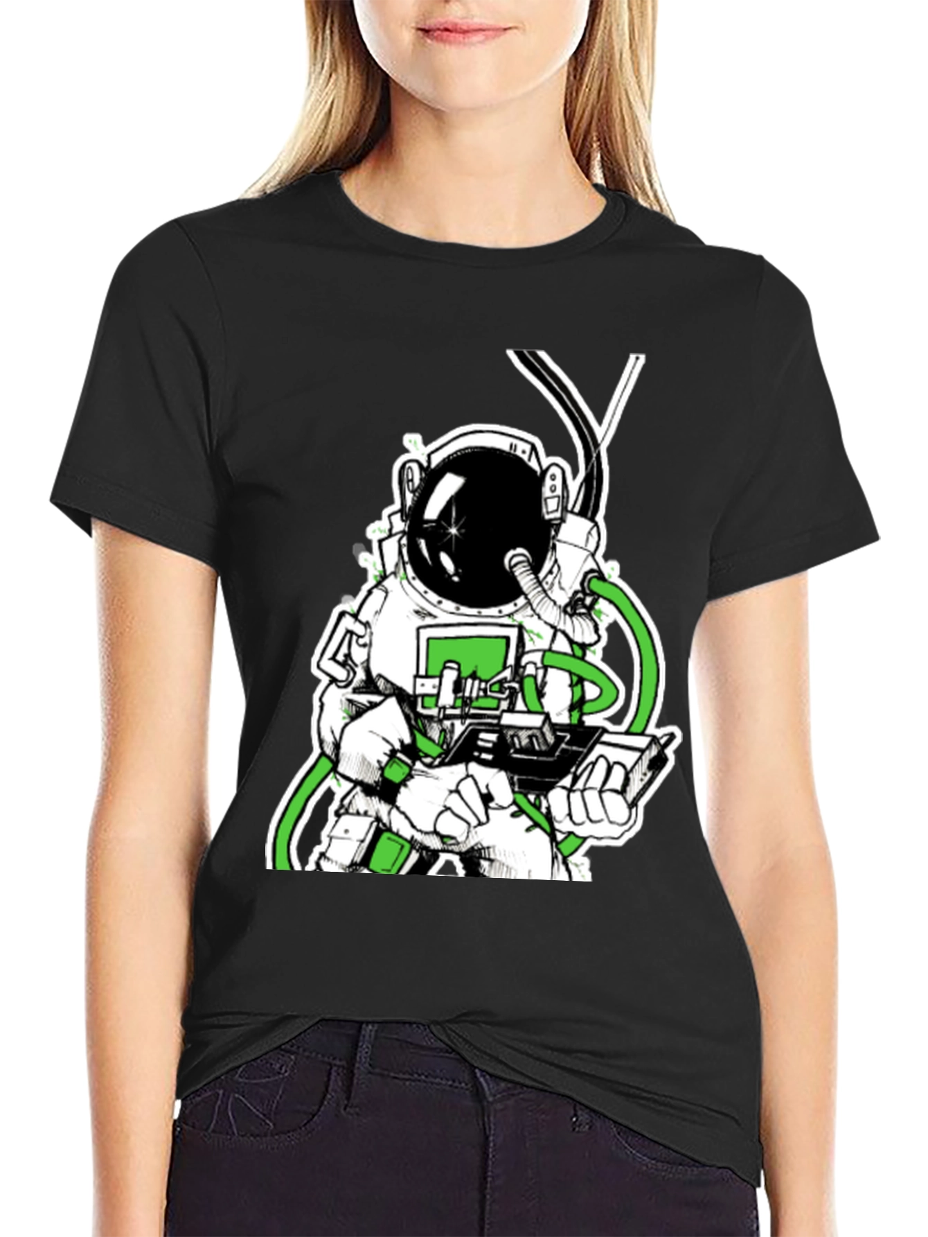 Astronaut Graphic Tee - Black Cotton T-Shirt