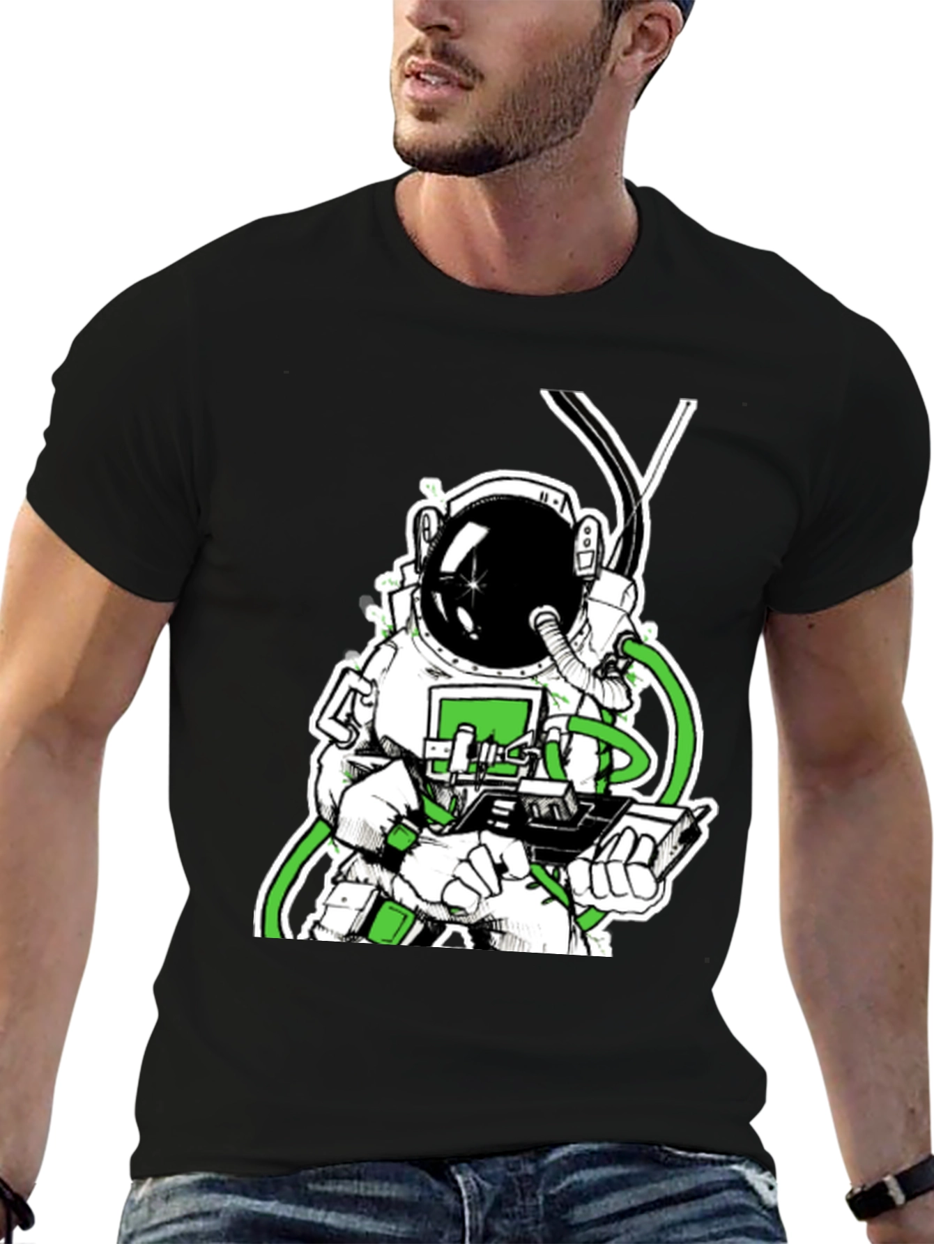Astronaut Graphic Tee - Black Cotton T-Shirt
