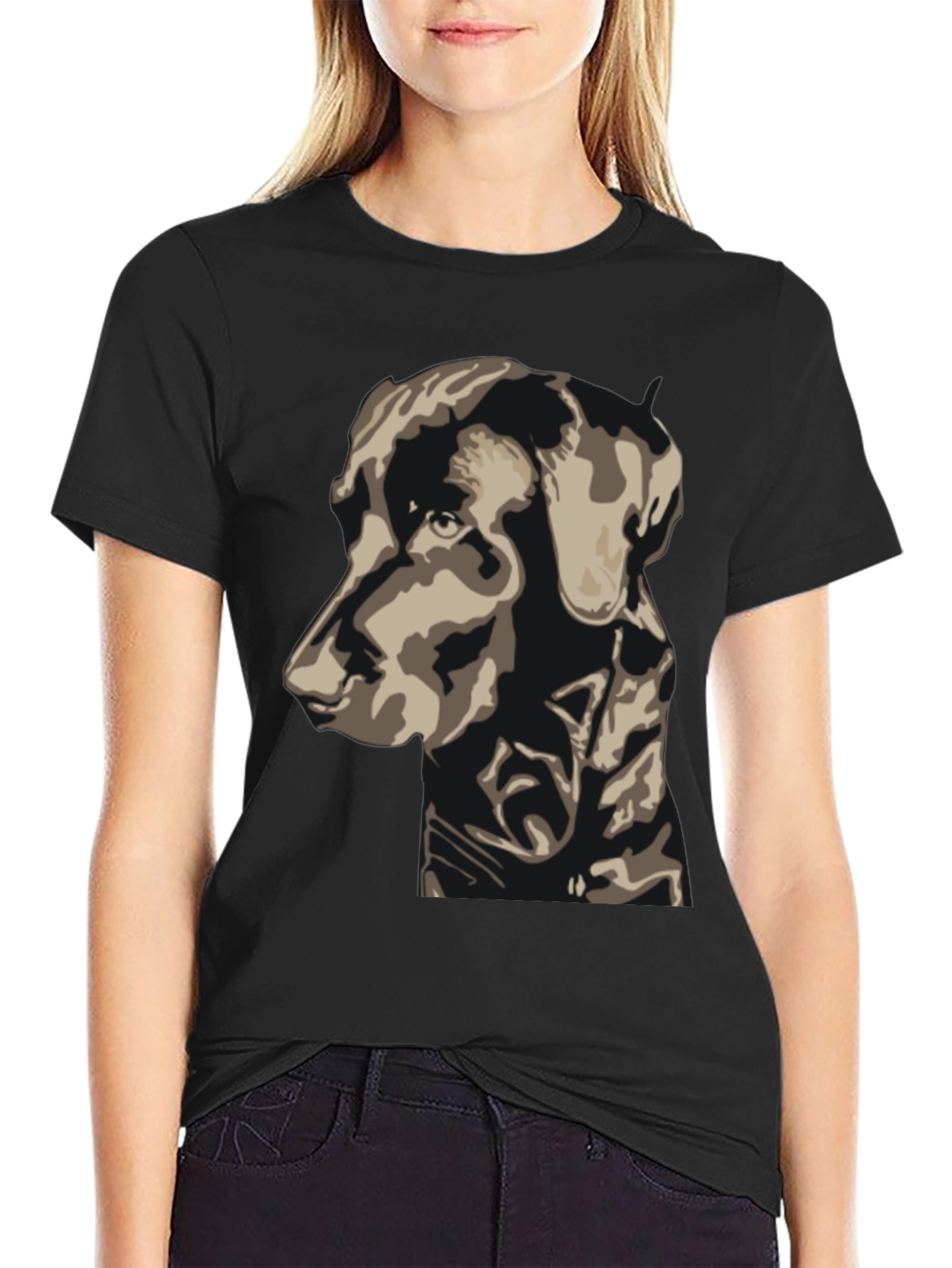 Dog Graphic Print Tee - Black