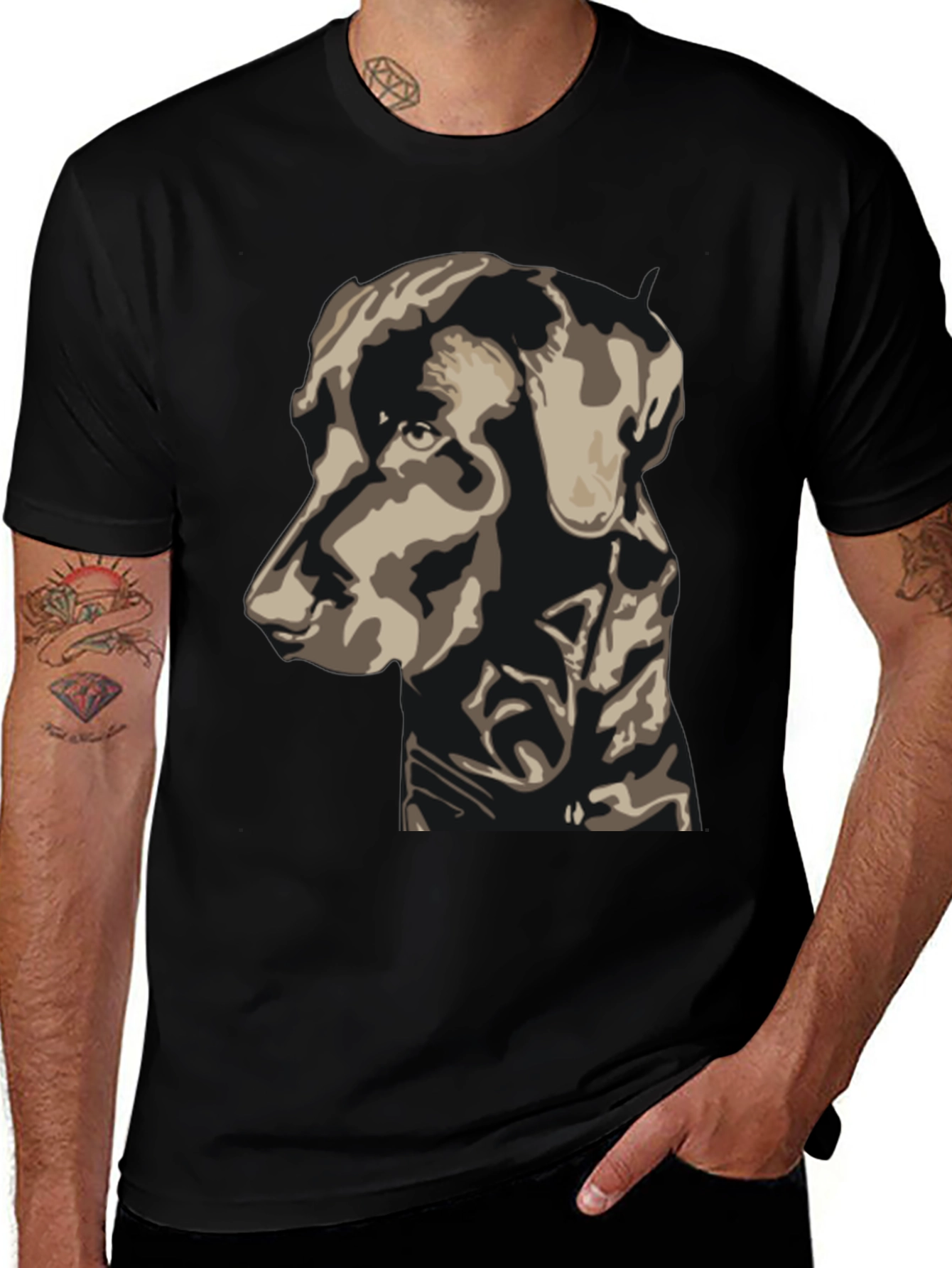Dog Graphic Print Tee - Black