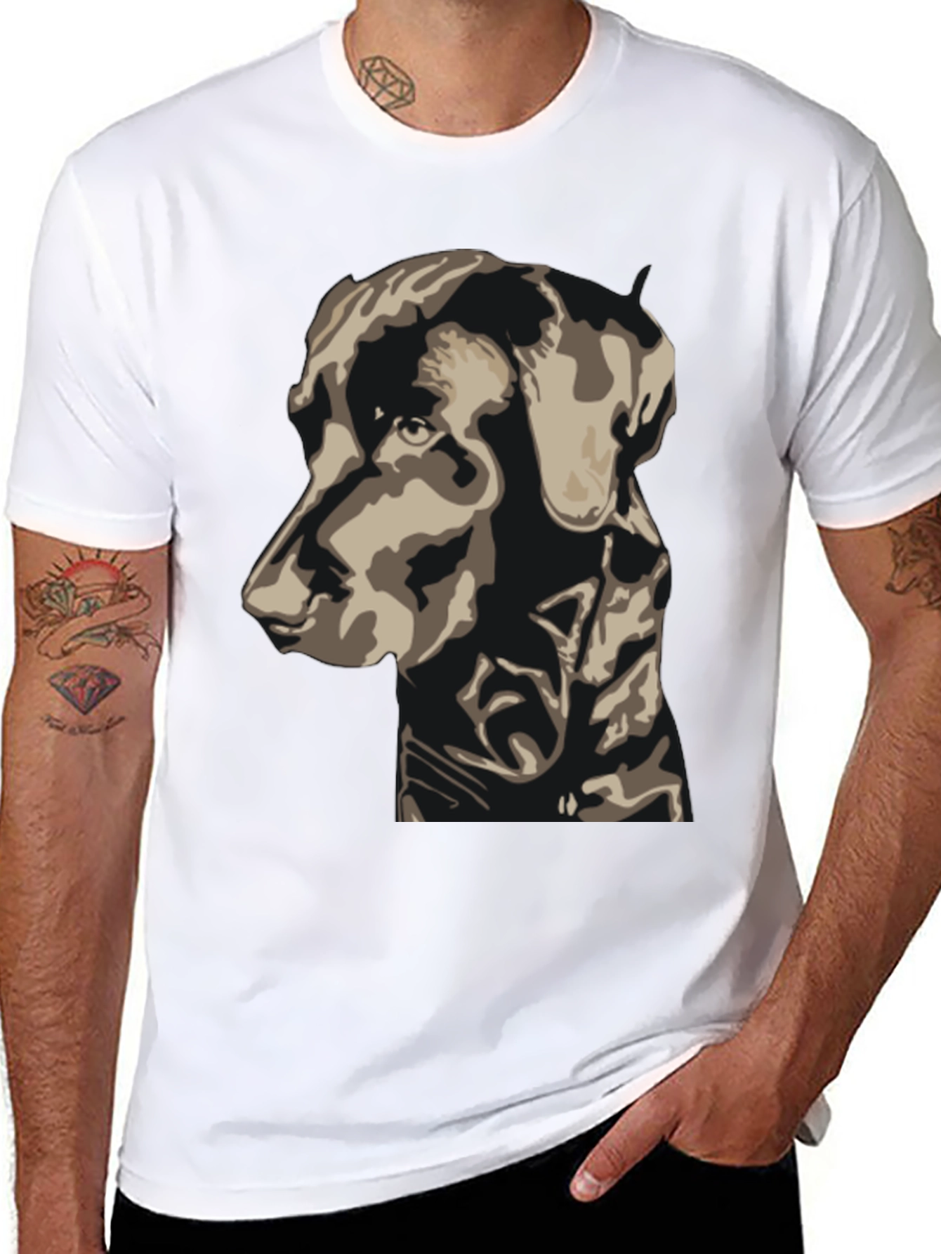 Dog Graphic Print Tee - Black