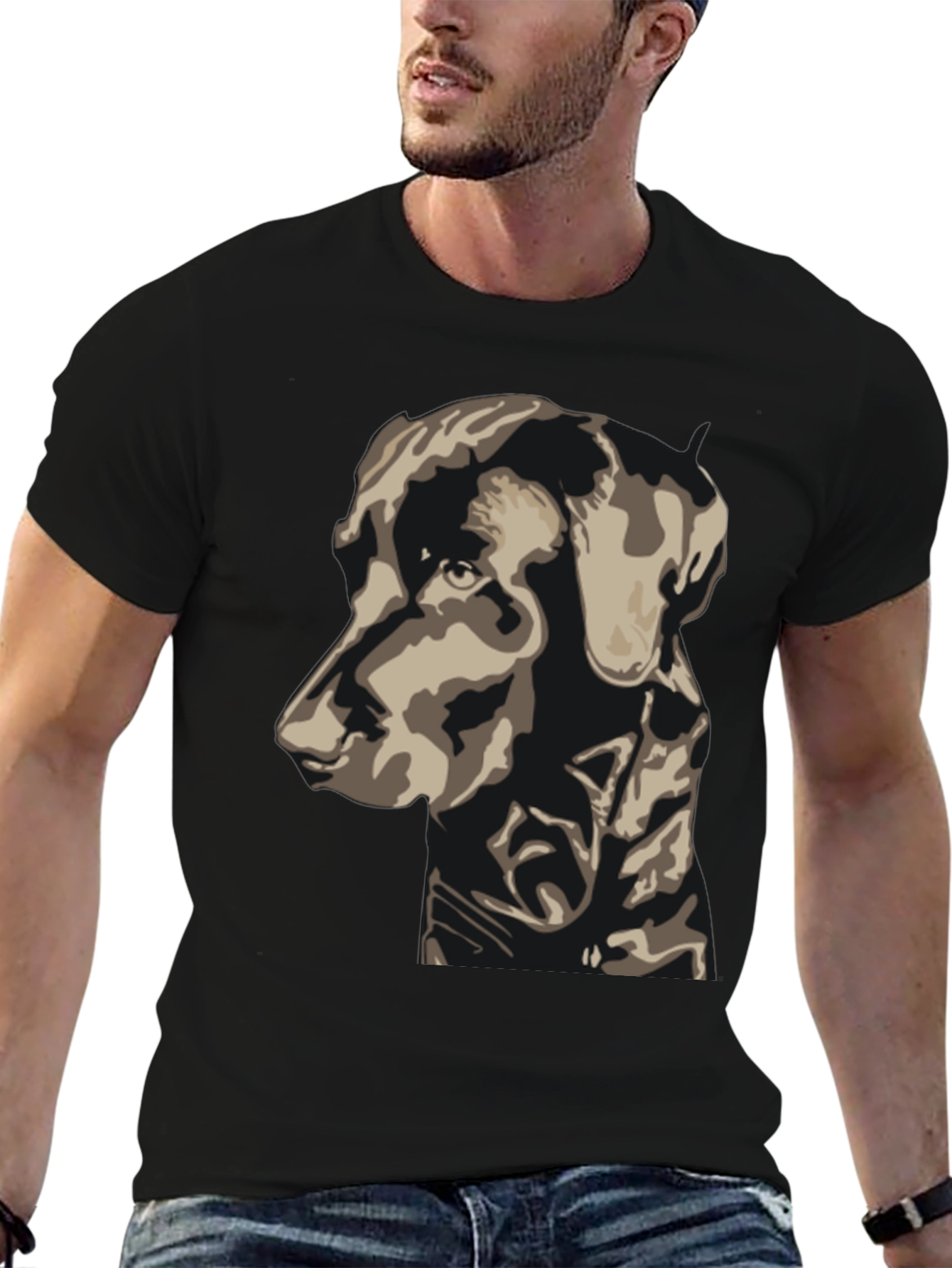 Dog Graphic Print Tee - Black