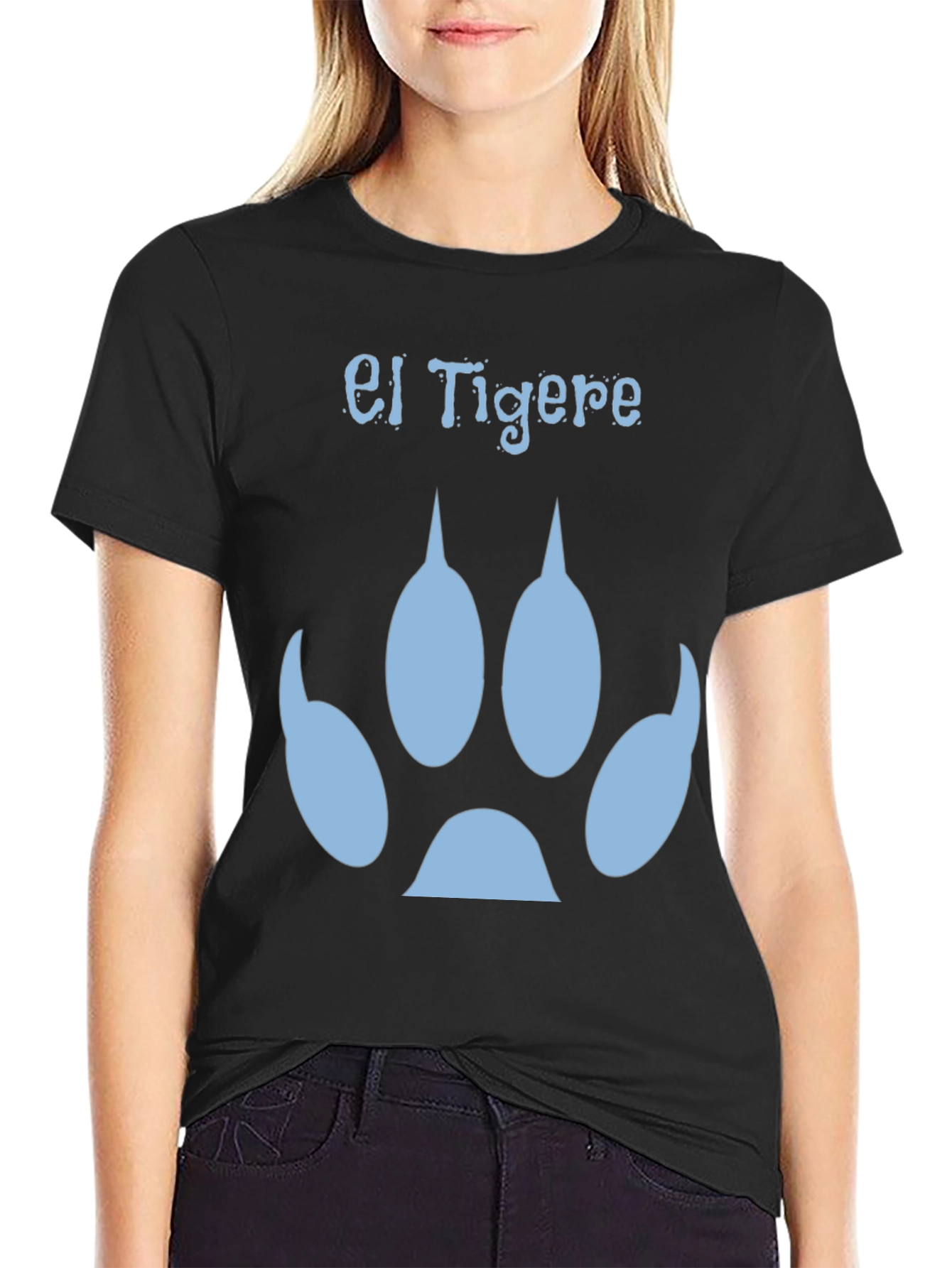 El Tigere Paw Print T-Shirt - Stylish Black Tee
