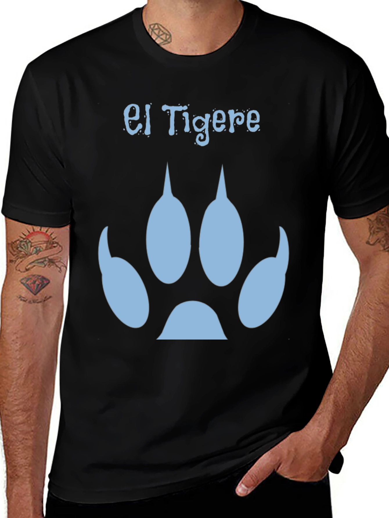 El Tigere Paw Print T-Shirt - Stylish Black Tee