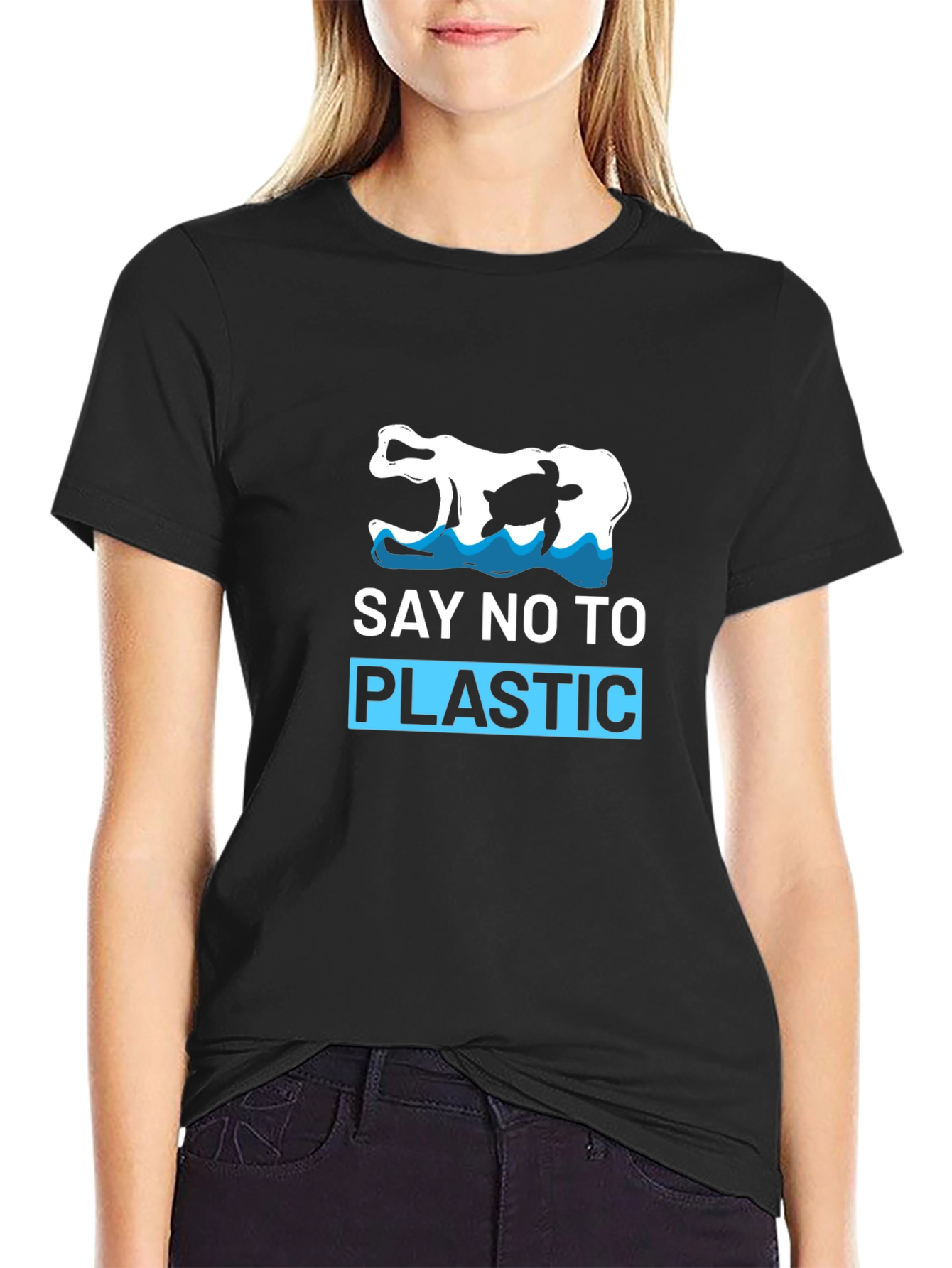 Say No To Plastic T-Shirt - Turtle Design