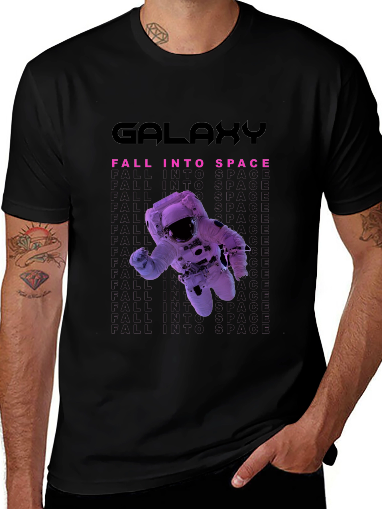 Galaxy Fall Into Space Black T-Shirt
