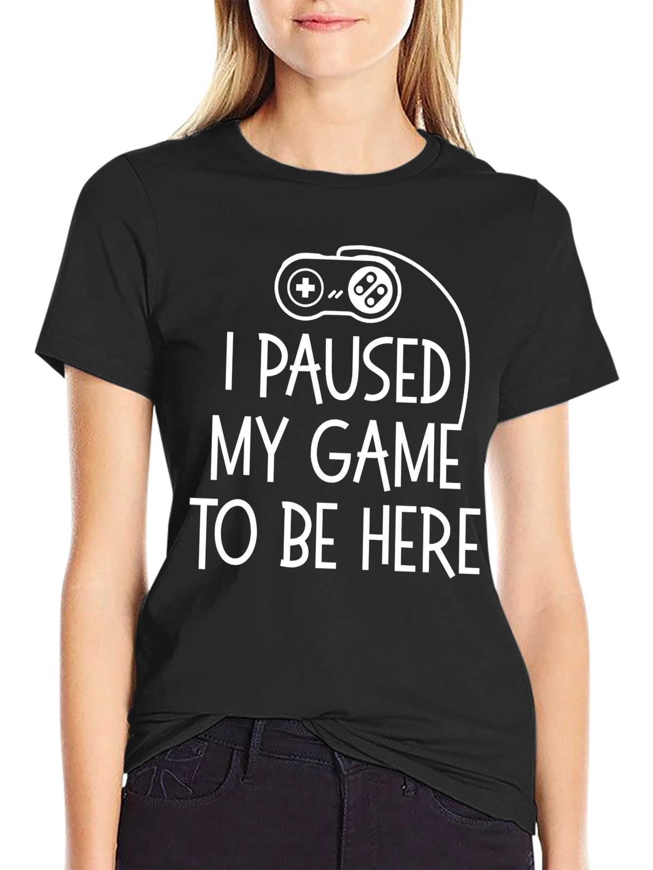 I Paused My Game Black Graphic Tee