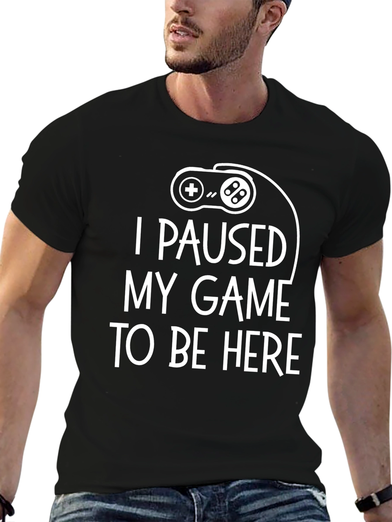 I Paused My Game Black Graphic Tee
