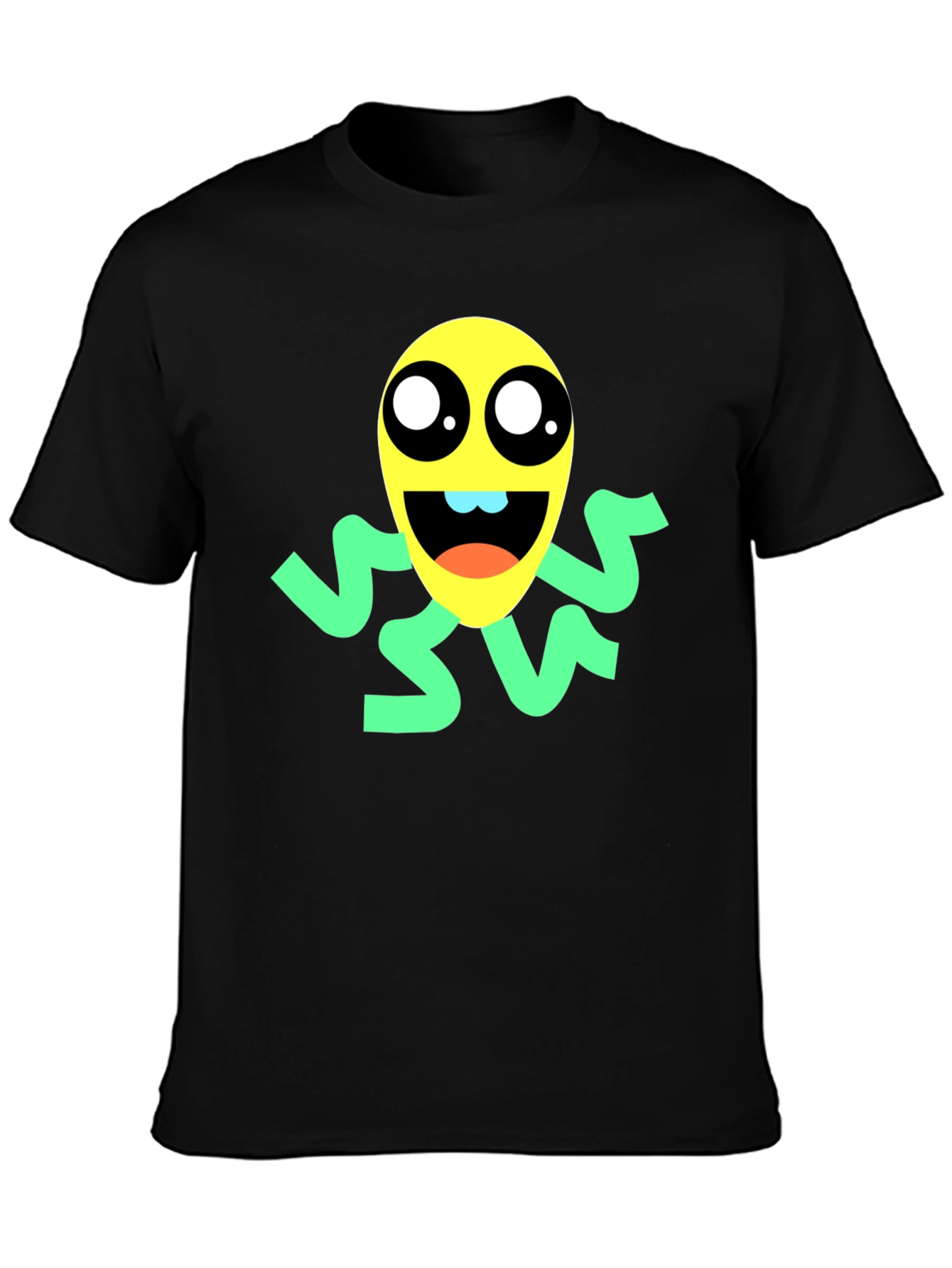 Fun Cartoon Graphic Tee - Black Cotton Blend