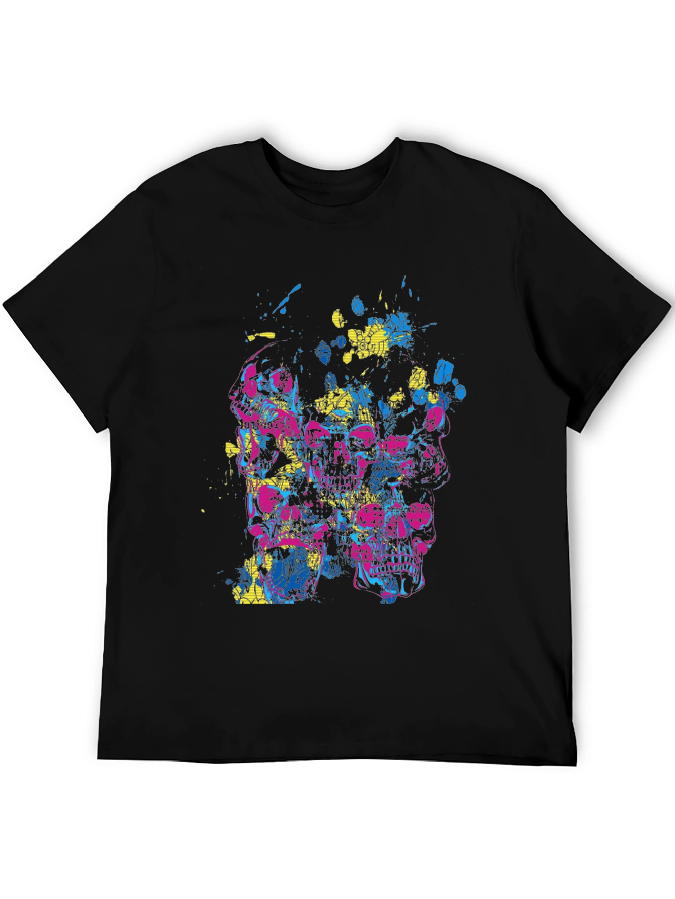 Skull Graphic Print Black Crew Neck Tee