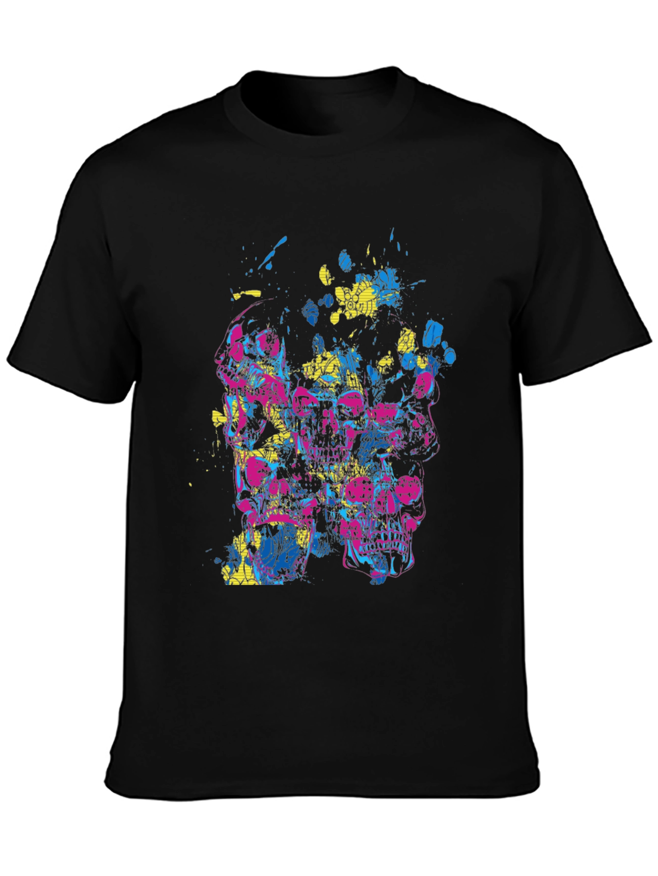 Skull Graphic Print Black Crew Neck Tee