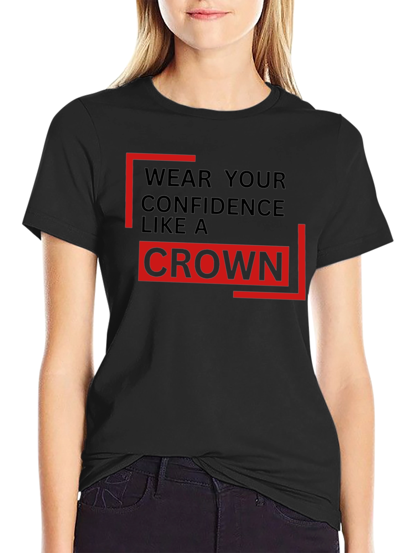 Confidence Crown Black T-Shirt - Premium Style