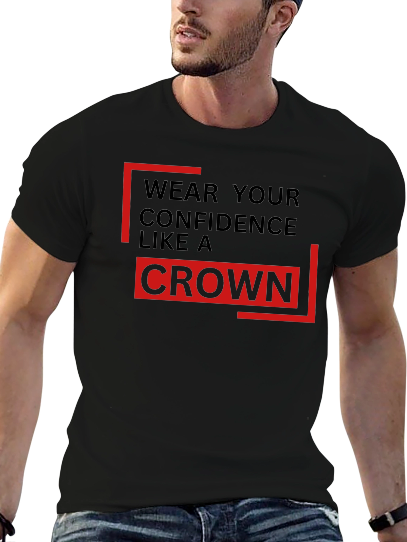 Confidence Crown Black T-Shirt - Premium Style