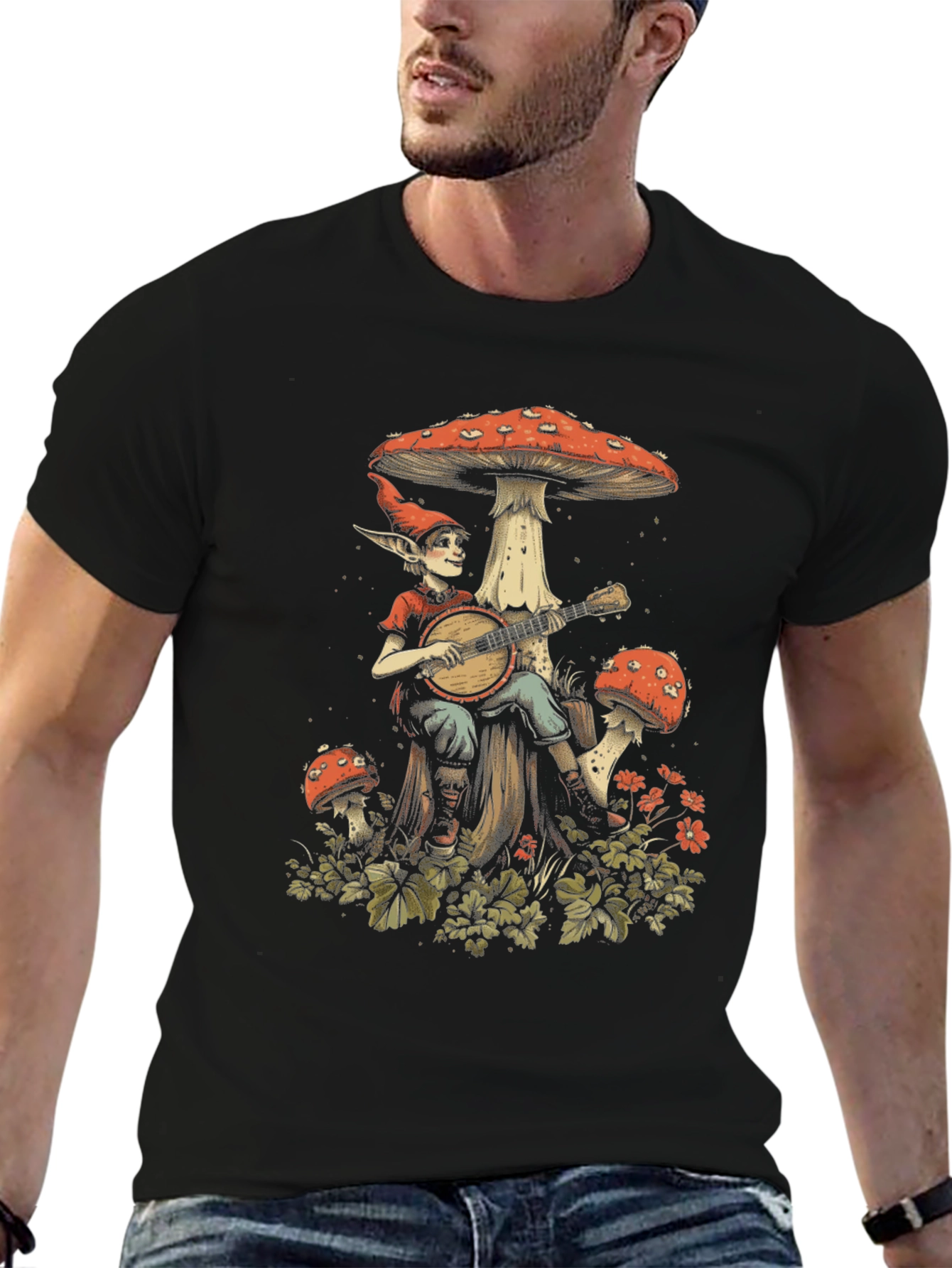 Mushroom Elf T-Shirt - Whimsical Graphic Tee