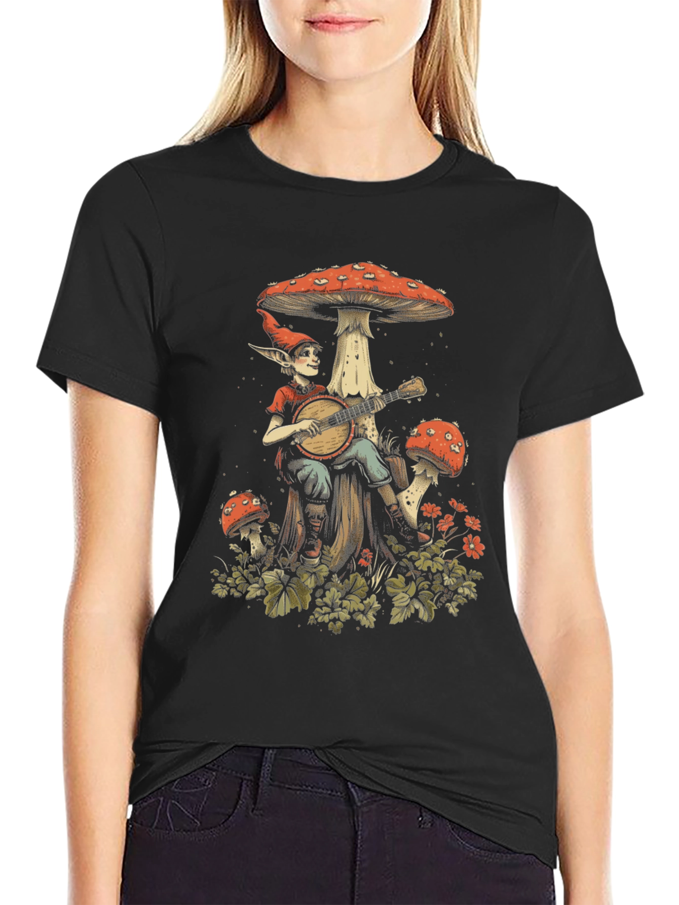 Mushroom Elf T-Shirt - Whimsical Graphic Tee