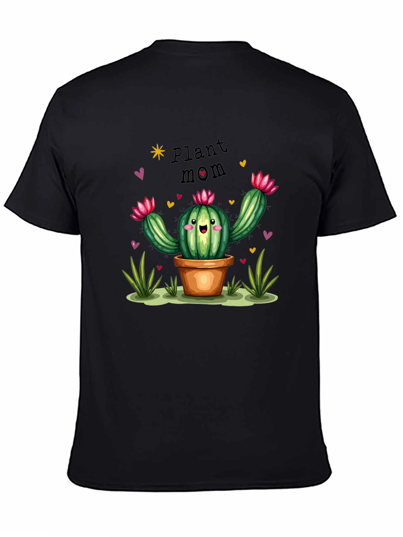 Plant Mom Cactus Graphic Tee - Black