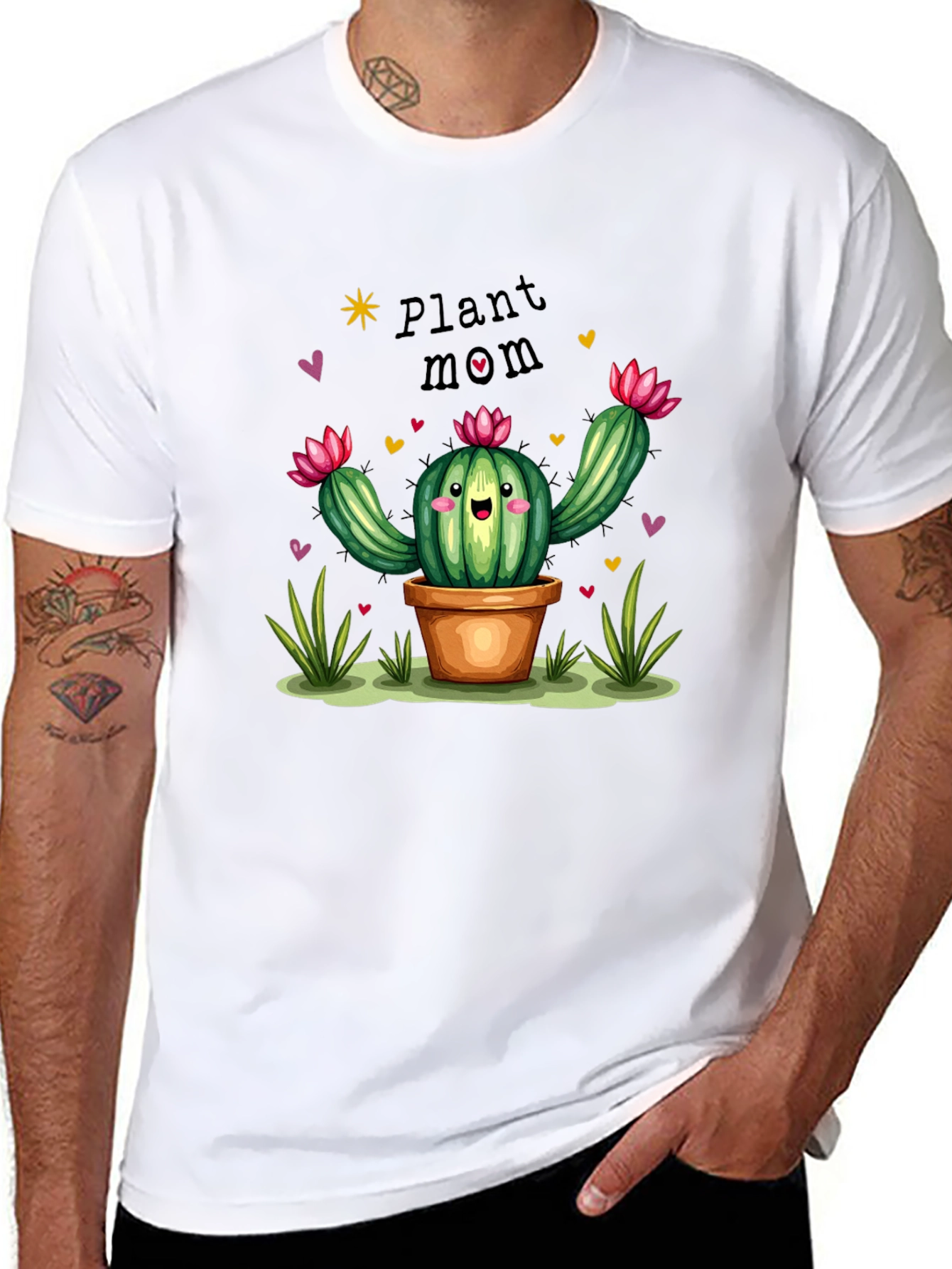 Plant Mom Cactus Graphic Tee - Black