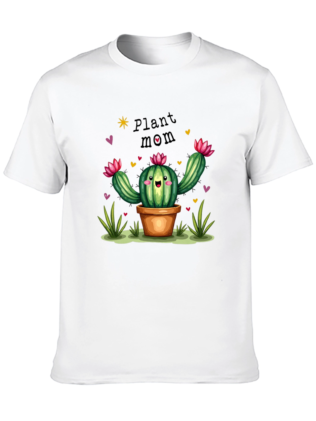Plant Mom Cactus Graphic Tee - Black