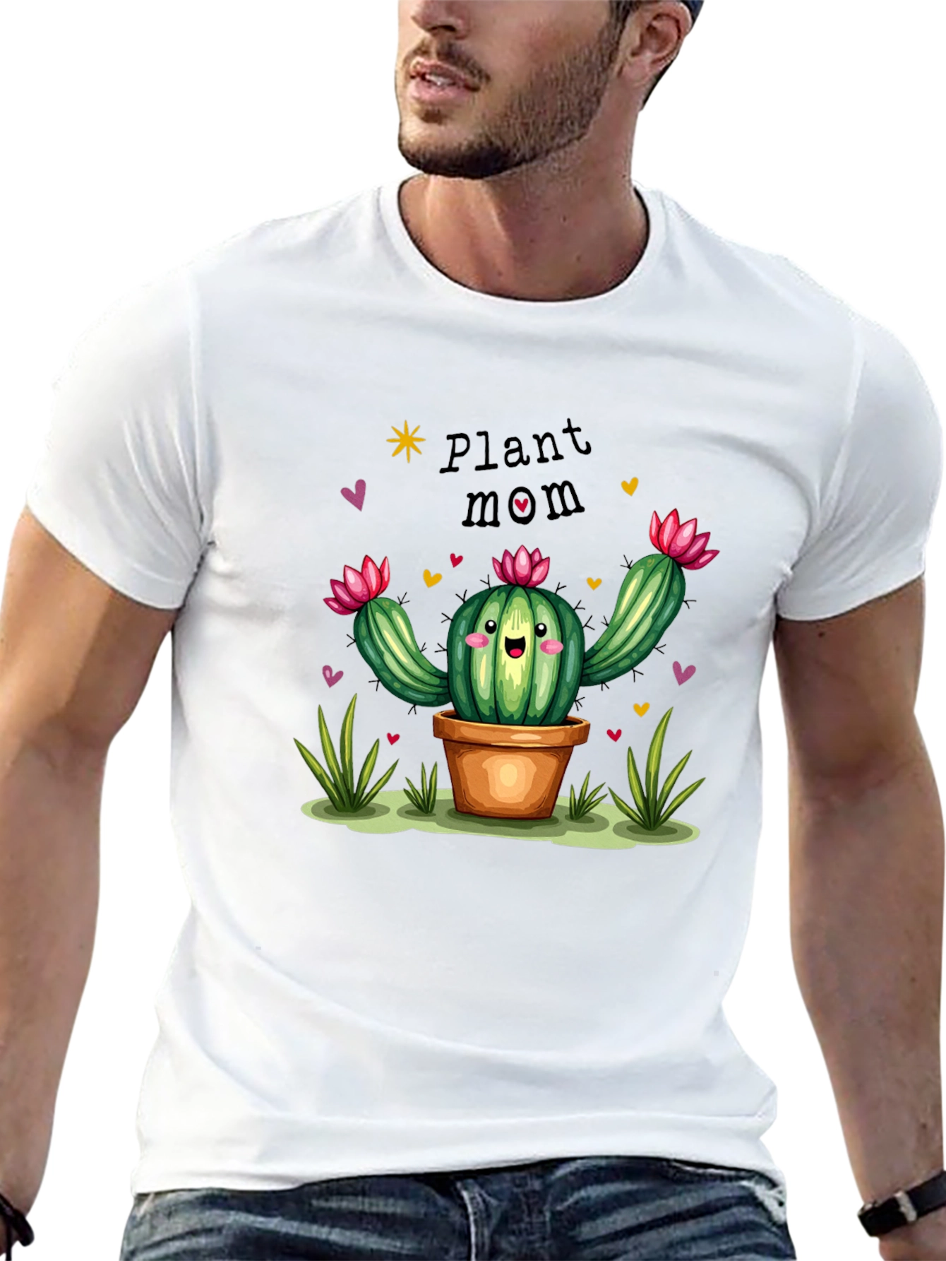 Plant Mom Cactus Graphic Tee - Black